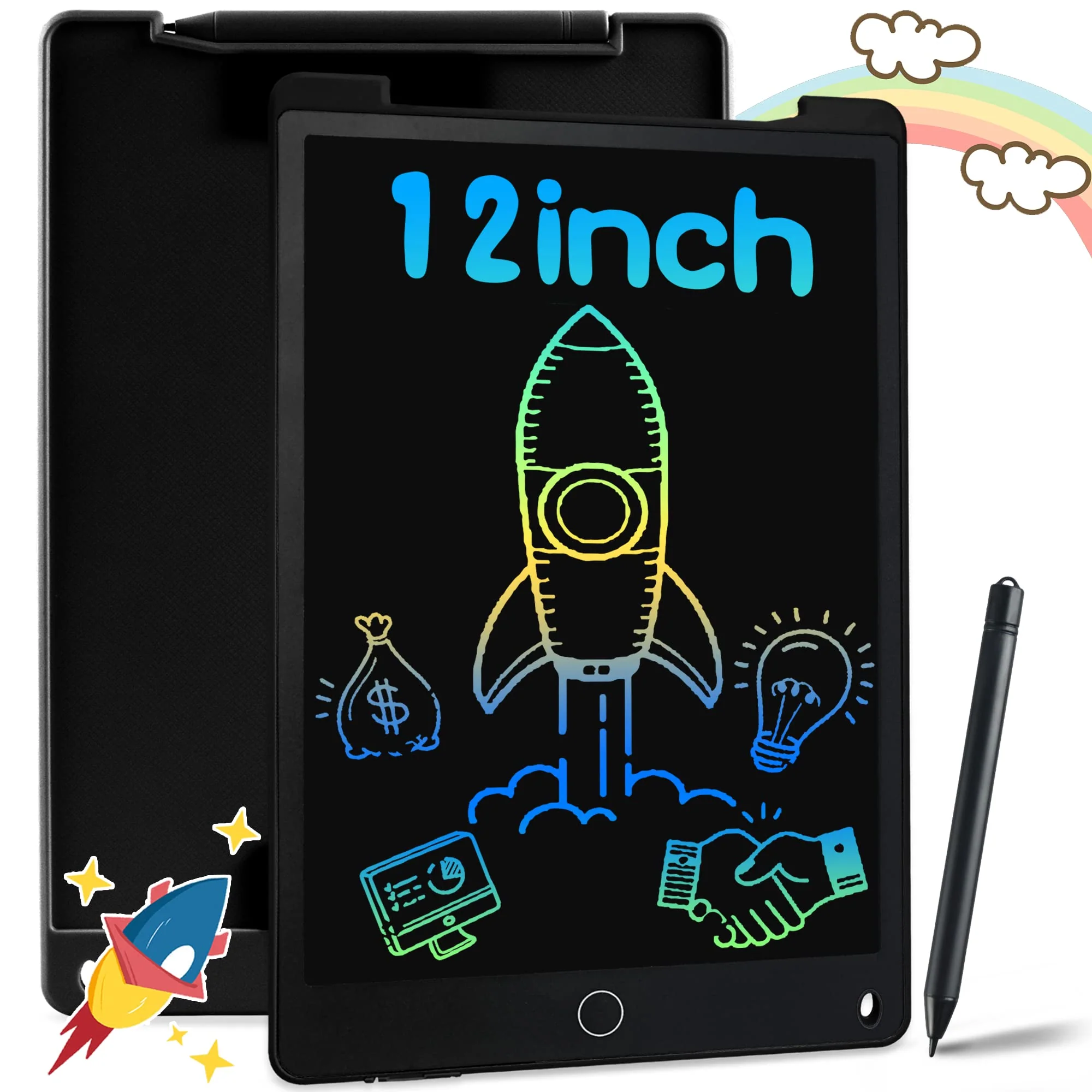 Richgv Bunte LCD Schreibtafel Kinder 12 Zoll,Maltafel Zaubertafel mit Magnet,Löschbarem Handschrift Block Schreibtablett Elektronisch, LCD Zaubertafel Kinder,Lernspielzeuggeschenk für Mädchen & Jungen - Image 4