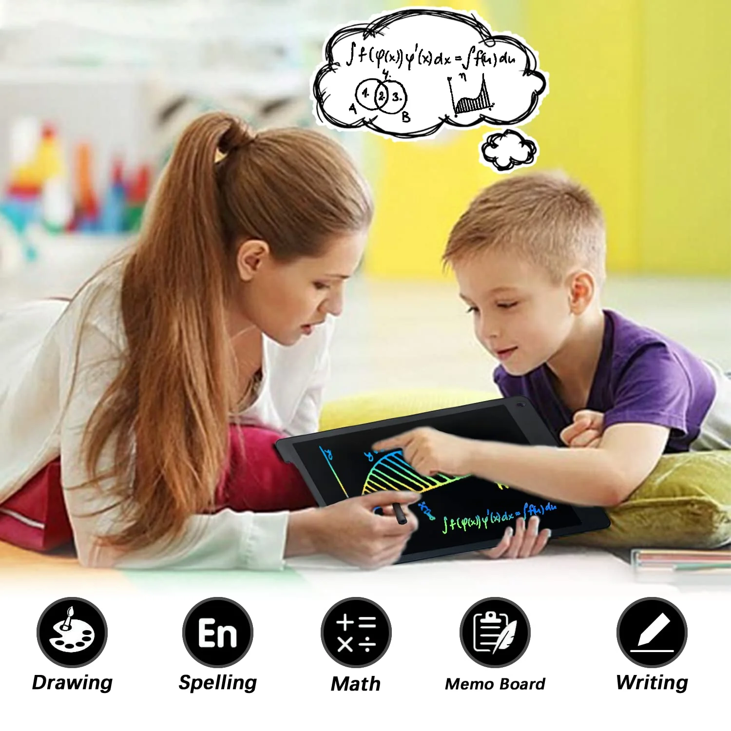 Richgv Bunte LCD Schreibtafel Kinder 12 Zoll,Maltafel Zaubertafel mit Magnet,Löschbarem Handschrift Block Schreibtablett Elektronisch, LCD Zaubertafel Kinder,Lernspielzeuggeschenk für Mädchen & Jungen - Image 6