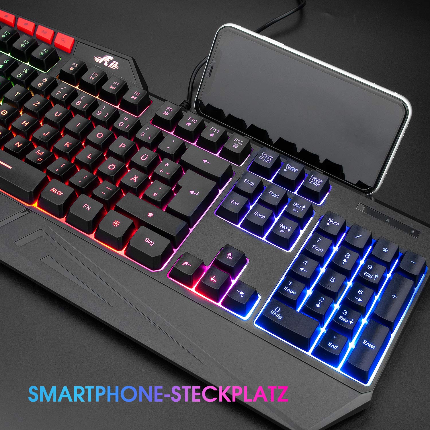 Rii Gaming Tastatur, PC Tastatur Beleuchtet Regenbogen Tastatur USB, 19 Anti-Ghosting, Gaming Keyboard Für PC/Laptop/PS4/Xbox One (Deutsches Layout) - Image 2