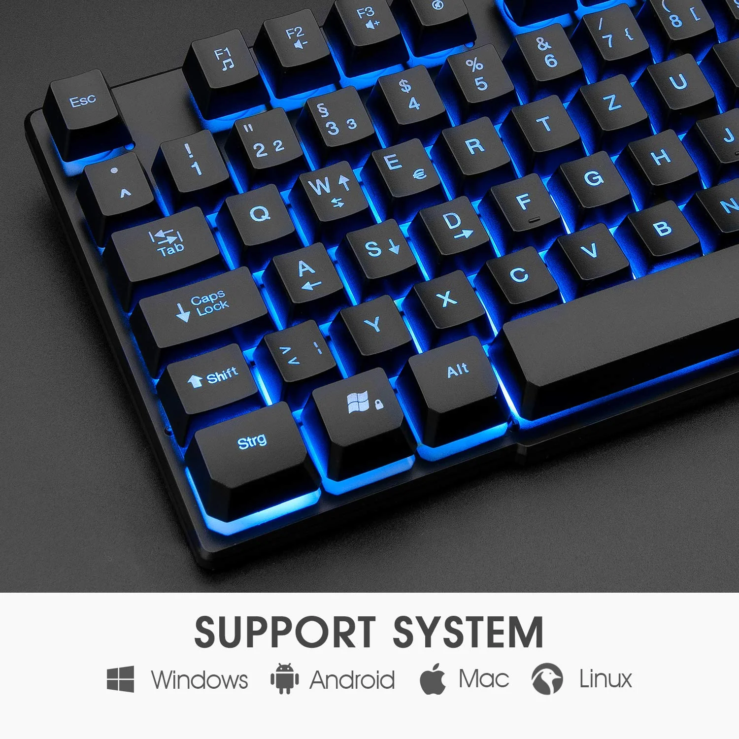 Rii Gaming Tastatur und Maus Set, 3 LED Hintergrundbeleuchtung, ideal für Gaming und Büro, kompatibel mit PC (DE-Layout, Schwarz) - Image 7