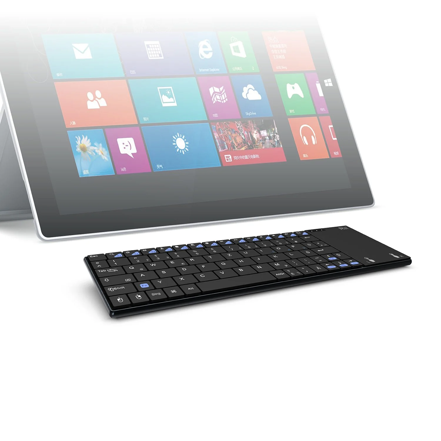 Rii K12+ Sehr Dünne 2.4GHz Wireless Kabellose Tastatur (80 Keys DE QWERTZ) mit Größe Touchpad-Maus Aluminium - gehäuse. - Image 4