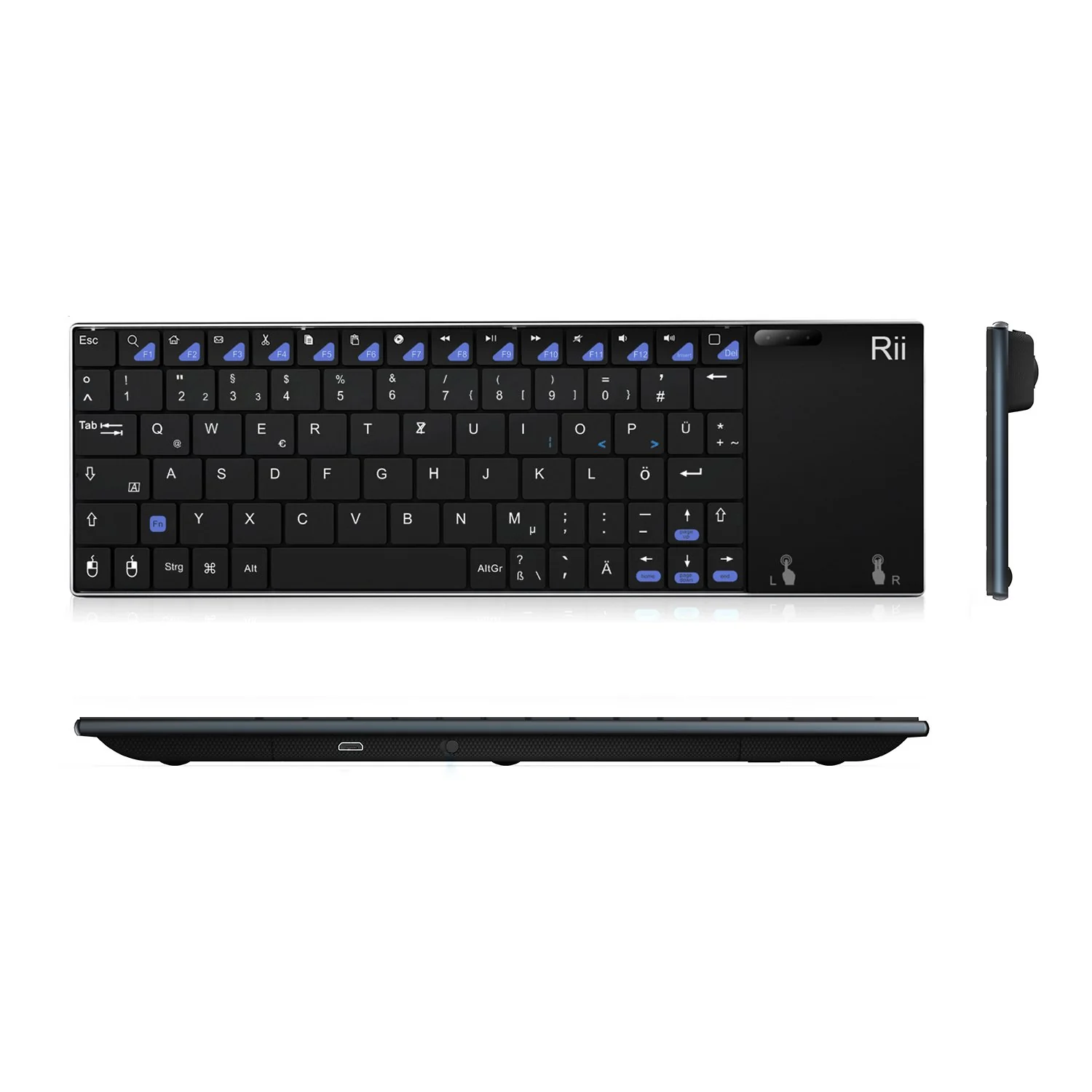 Rii K12+ Sehr Dünne 2.4GHz Wireless Kabellose Tastatur (80 Keys DE QWERTZ) mit Größe Touchpad-Maus Aluminium - gehäuse. - Image 5