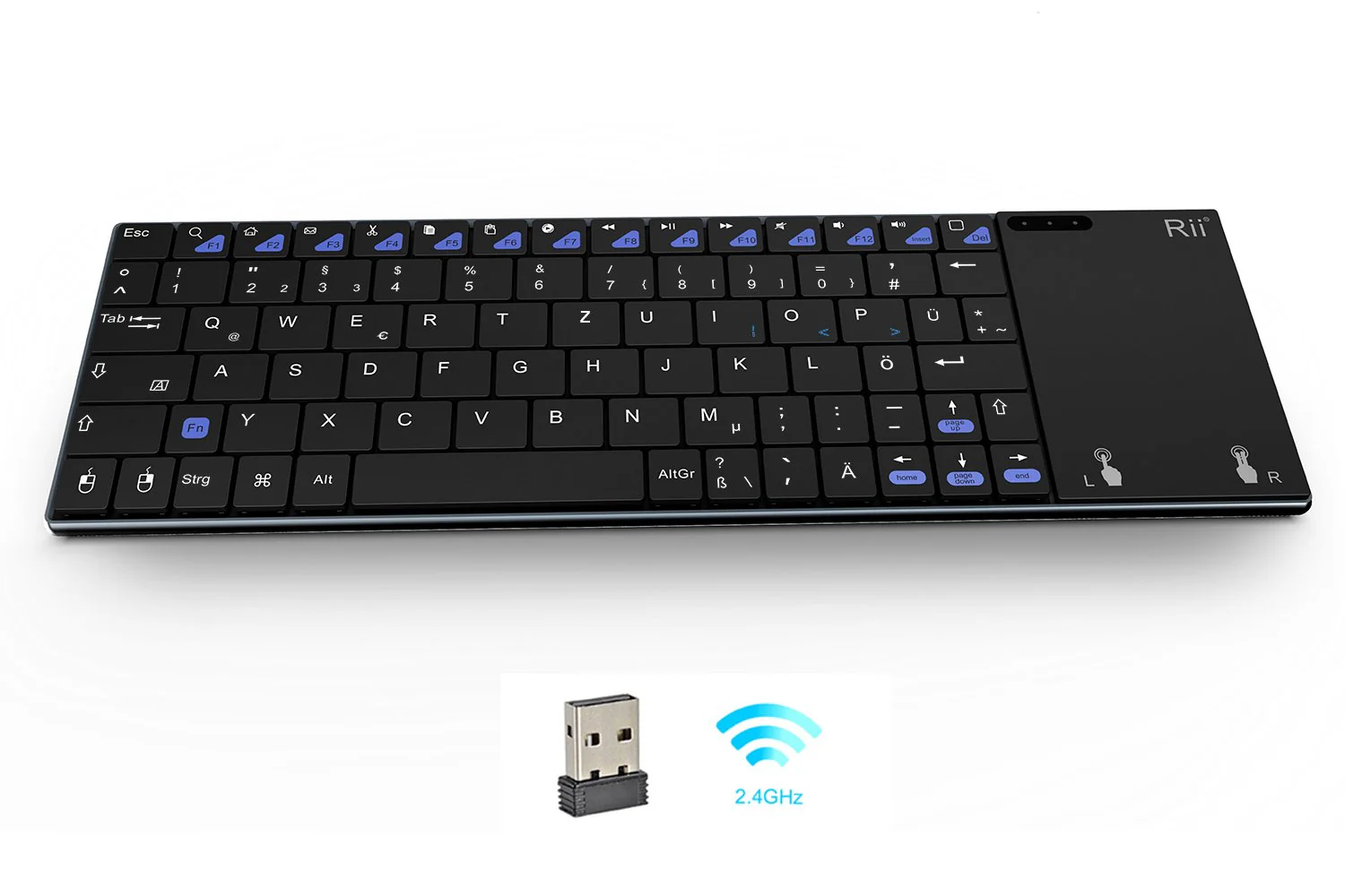 Rii K12+ Sehr Dünne 2.4GHz Wireless Kabellose Tastatur (80 Keys DE QWERTZ) mit Größe Touchpad-Maus Aluminium - gehäuse. - Image 6