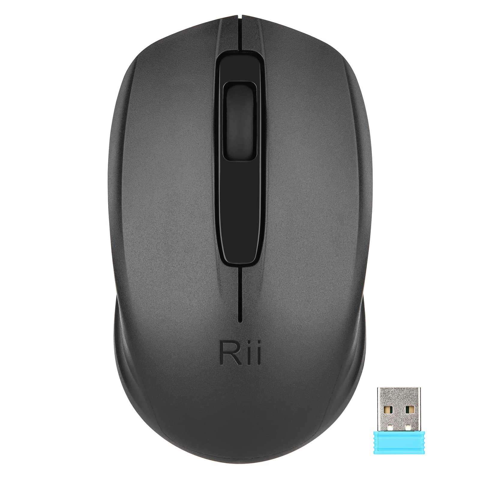 Rii Maus kabellos, 2.4G Funkmaus mit USB Empfänger(befindet Sich im Akkufach auf der Rückseite der Maus) Für Links und Rechtshänder, PC/Laptop/Windows, Schwarz - Image 4