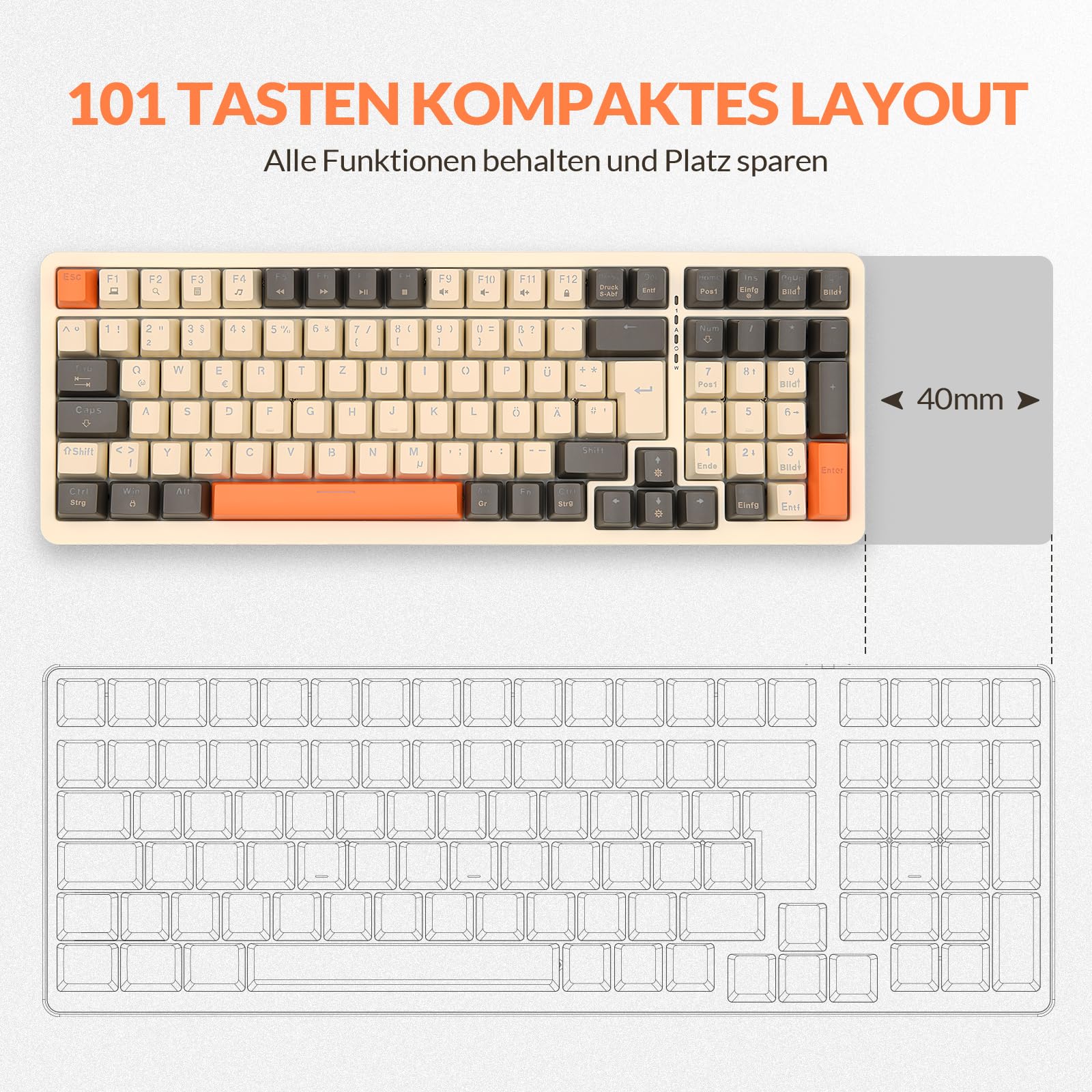 Rii Mechanische Tastatur Gaming Keyboard, Gaming Tastatur Kabel mit QWERTZ, Tastatur Mechanisch mit Blaue Schalter (Laut), Keyboard Gaming Tastatur 75 Prozent (Kabel Verbindung) - Image 2