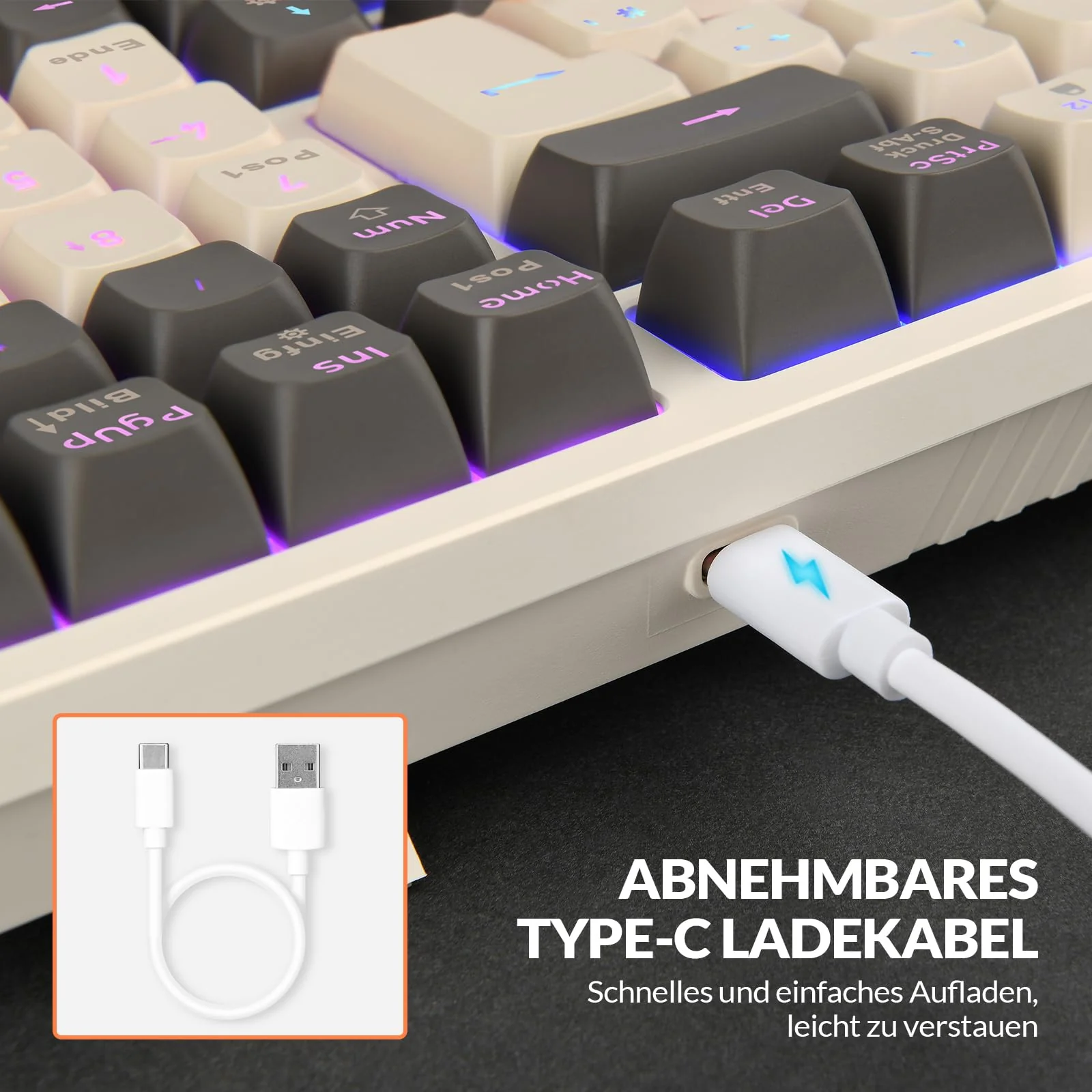 Rii Mechanische Tastatur Gaming Keyboard, Gaming Tastatur Kabel mit QWERTZ, Tastatur Mechanisch mit Blaue Schalter (Laut), Keyboard Gaming Tastatur 75 Prozent (Kabel Verbindung) - Image 5