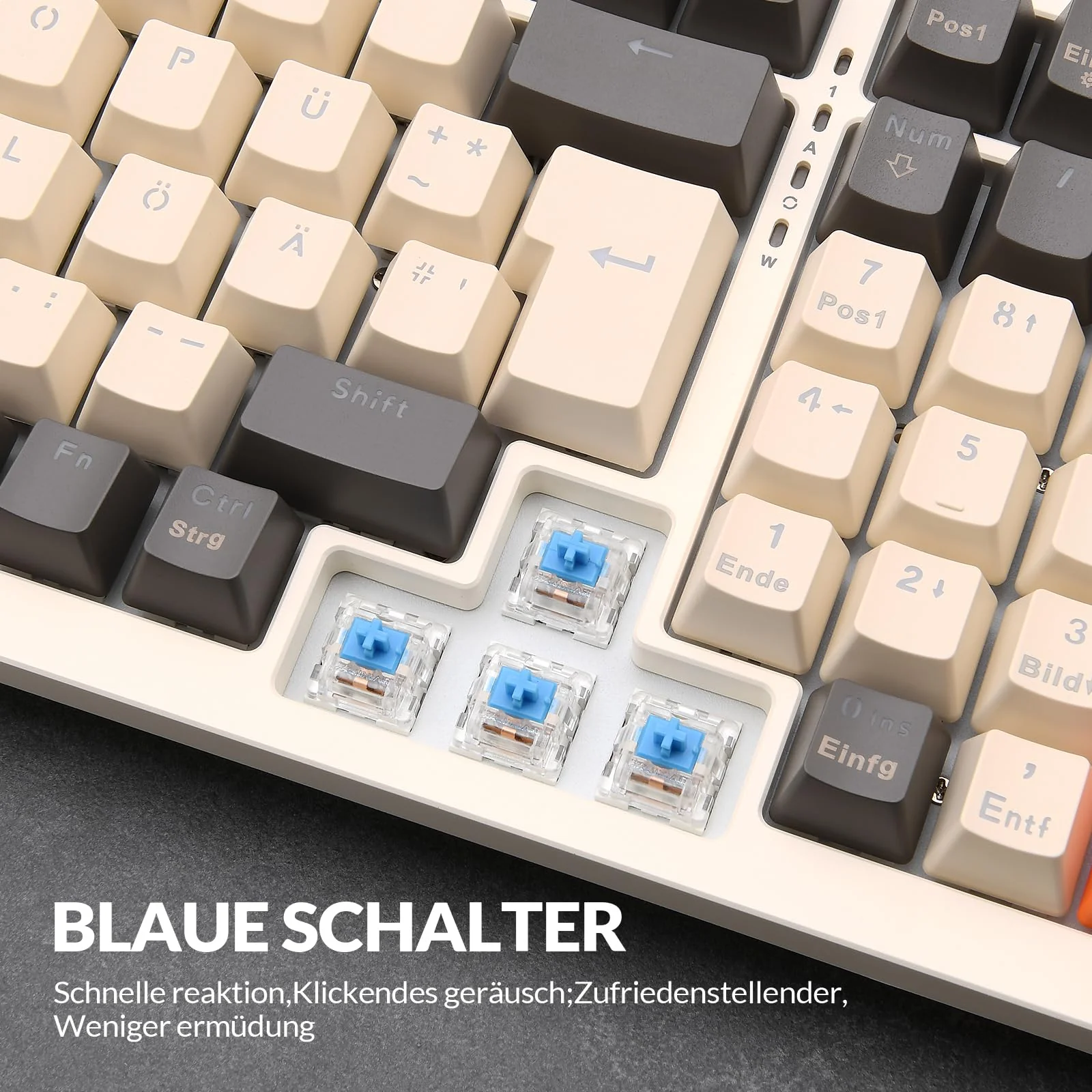 Rii Mechanische Tastatur Gaming Keyboard, Gaming Tastatur Kabel mit QWERTZ, Tastatur Mechanisch mit Blaue Schalter (Laut), Keyboard Gaming Tastatur 75 Prozent (Kabel Verbindung) - Image 7