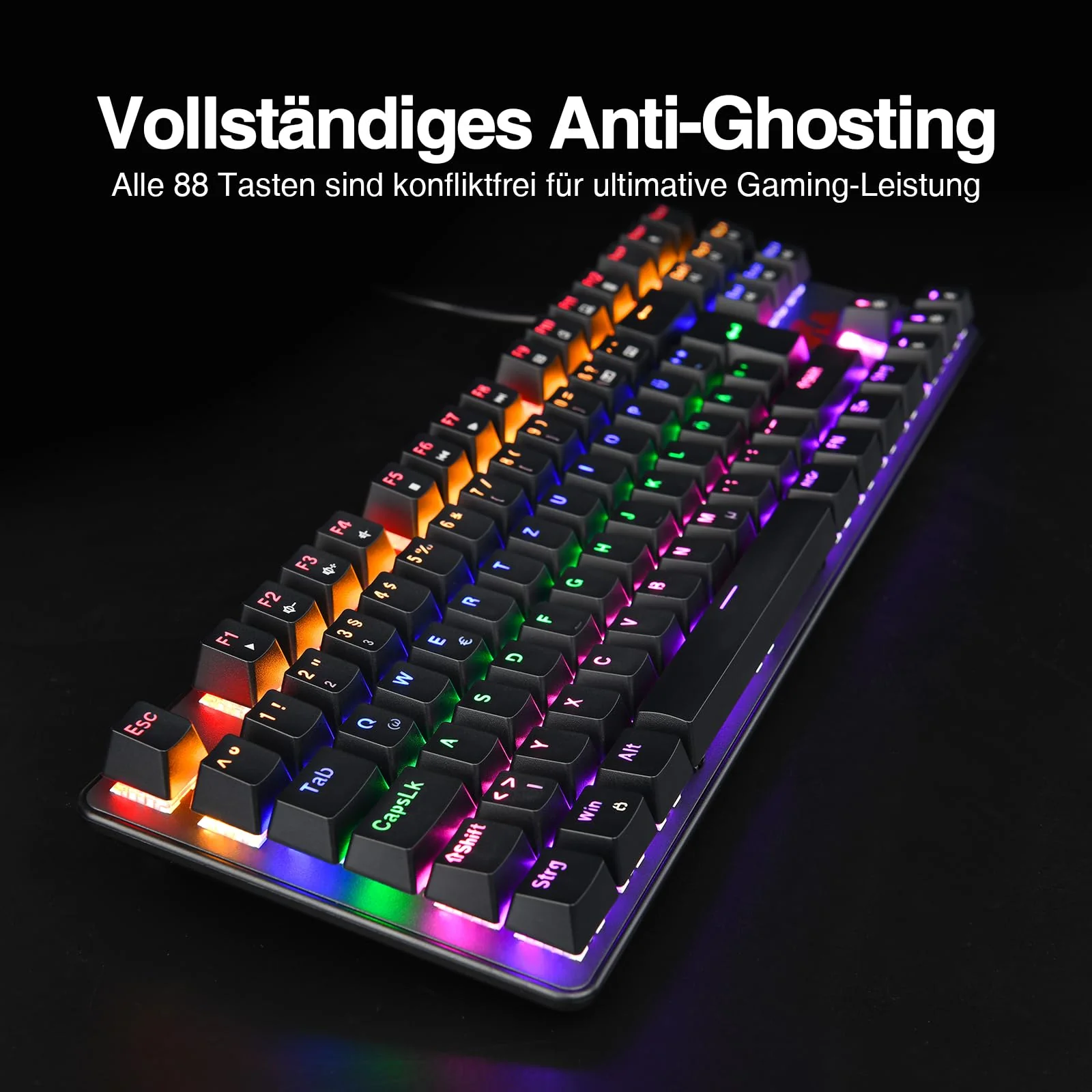 Rii Mechanische Tastatur Gaming Keyboard, Gaming Tastatur TKL mit QWERTZ, Tastatur Mechanisch mit Blaue Schalter (Laut), Tastatur Kabel (Nicht Hot-Swap-fähig, Schäfte sind Nicht austauschbar) - Image 9