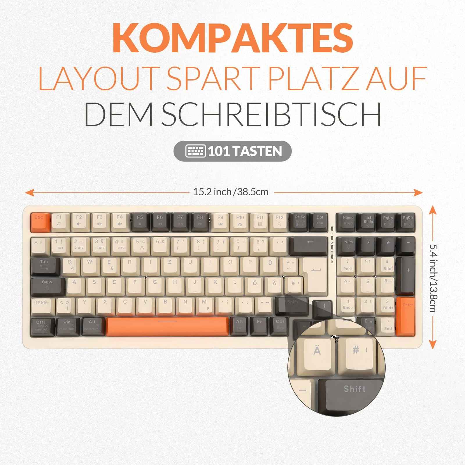 Rii Mechanische Tastatur Kabellos, Gaming Tastatur Bluetooth, Tri-Modi Gaming Tastatur 75 Prozent mit QWERTZ, 20 Arten von Regenbogen-LED-Hintergrundbeleuchtungen (BT5.0 + 2.4GHz + Kabel) - Image 6
