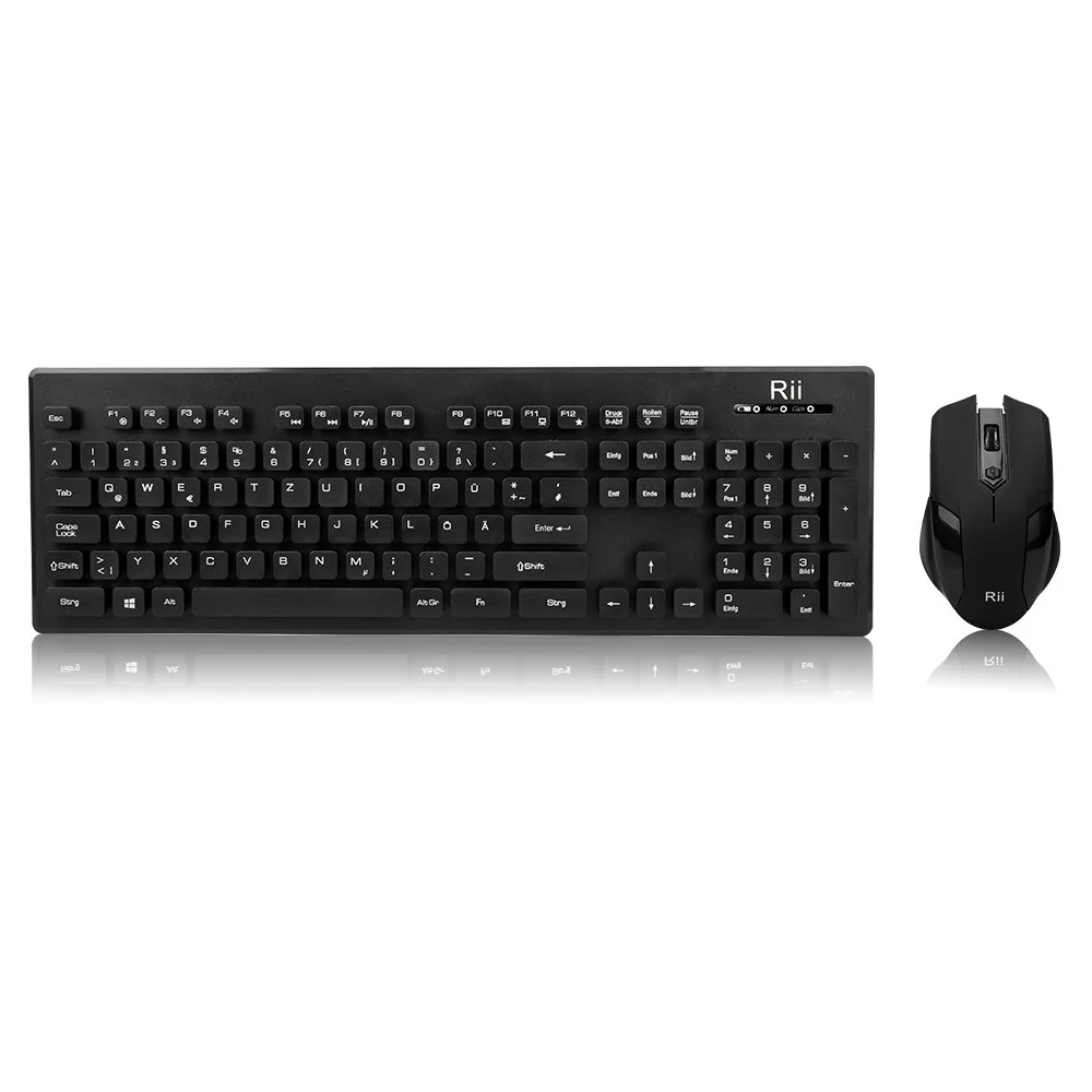 Rii RK200 Desktop schnurlose Tastatur mit Maus (2,4 GHz, 1600 DPI, QWERTZ, deutsches Layout) schwarz - Image 2