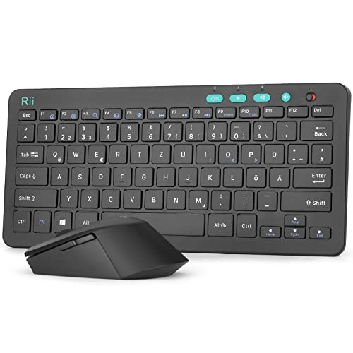 Rii Tastatur Maus Set Kabellos, 2.4G Kabellose Kompakte Tastatur mit Funkmaus für Laptop, PC und Smart TV, Deutsches QWERTZ Layout, Schwarz - Image 2