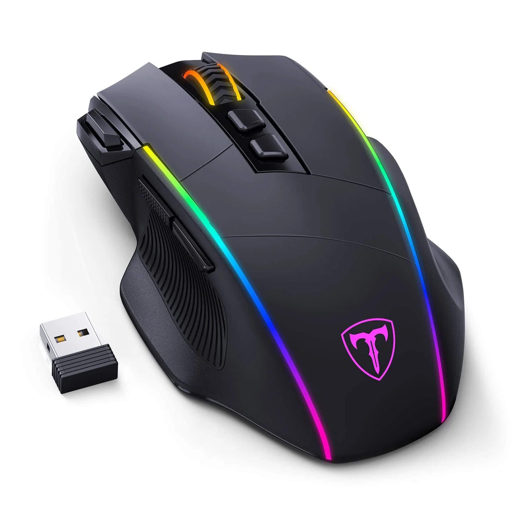 RisoPhy Gaming Maus Kabellose RGB,2.4G/USB-C/Bluetooth Maus mit 8 Programmierbare Tasten/10000DPI/7 RGB Beleuchtung,Wireless Ergonomische Maus für PC/Mac Gamer - Image 3