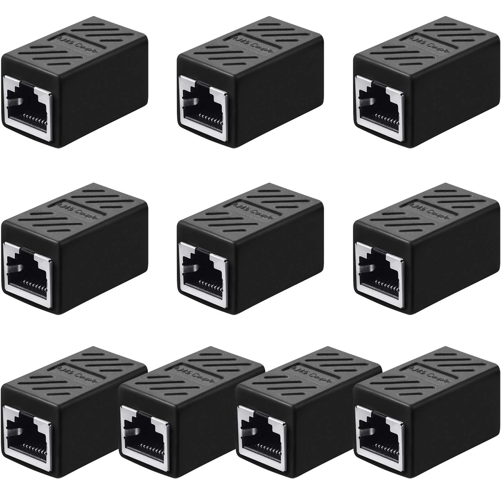 RJ45 Koppler, Ethernet Erweiterung Adapter Netzwerk Ethernet Verbinder für Cat7/Cat6/Cat5e/Cat5 Ethernet Netzwerk Kabel Koppler Weiblich zu Weiblich (Schwarz, 10 Stücke)