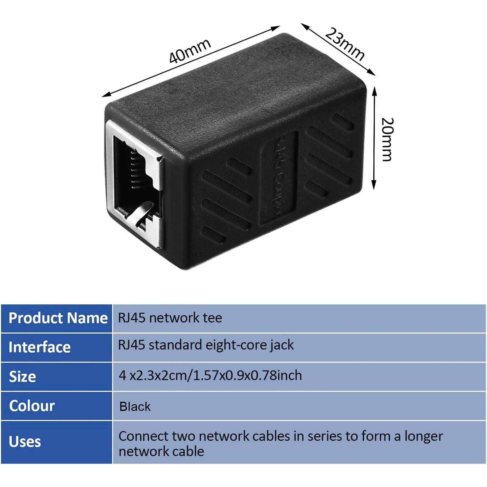 RJ45 Koppler, Ethernet Erweiterung Adapter Netzwerk Ethernet Verbinder für Cat7/Cat6/Cat5e/Cat5 Ethernet Netzwerk Kabel Koppler Weiblich zu Weiblich (Schwarz, 10 Stücke) - Image 2