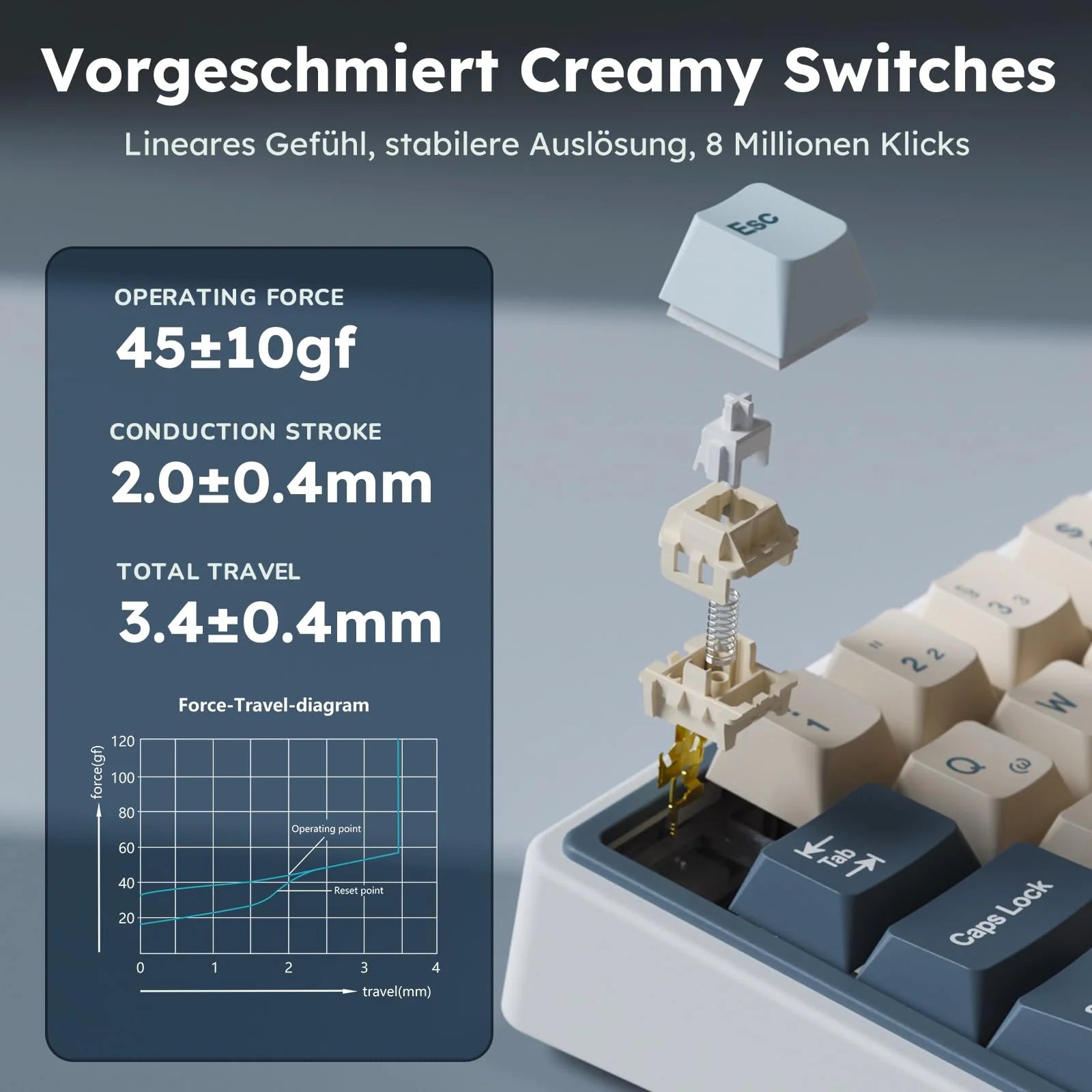RK ROYAL KLUDGE R65 Mechanische Tastatur 60 Prozent mit Knopf, Gasket Gaming Tastatur Kabellos Bluetooth/2.4G/USB-C RGB PBT Tastenkappen QWERTZ QMK/VIA, Hot Swap Linearer Creamy Switches - Image 3
