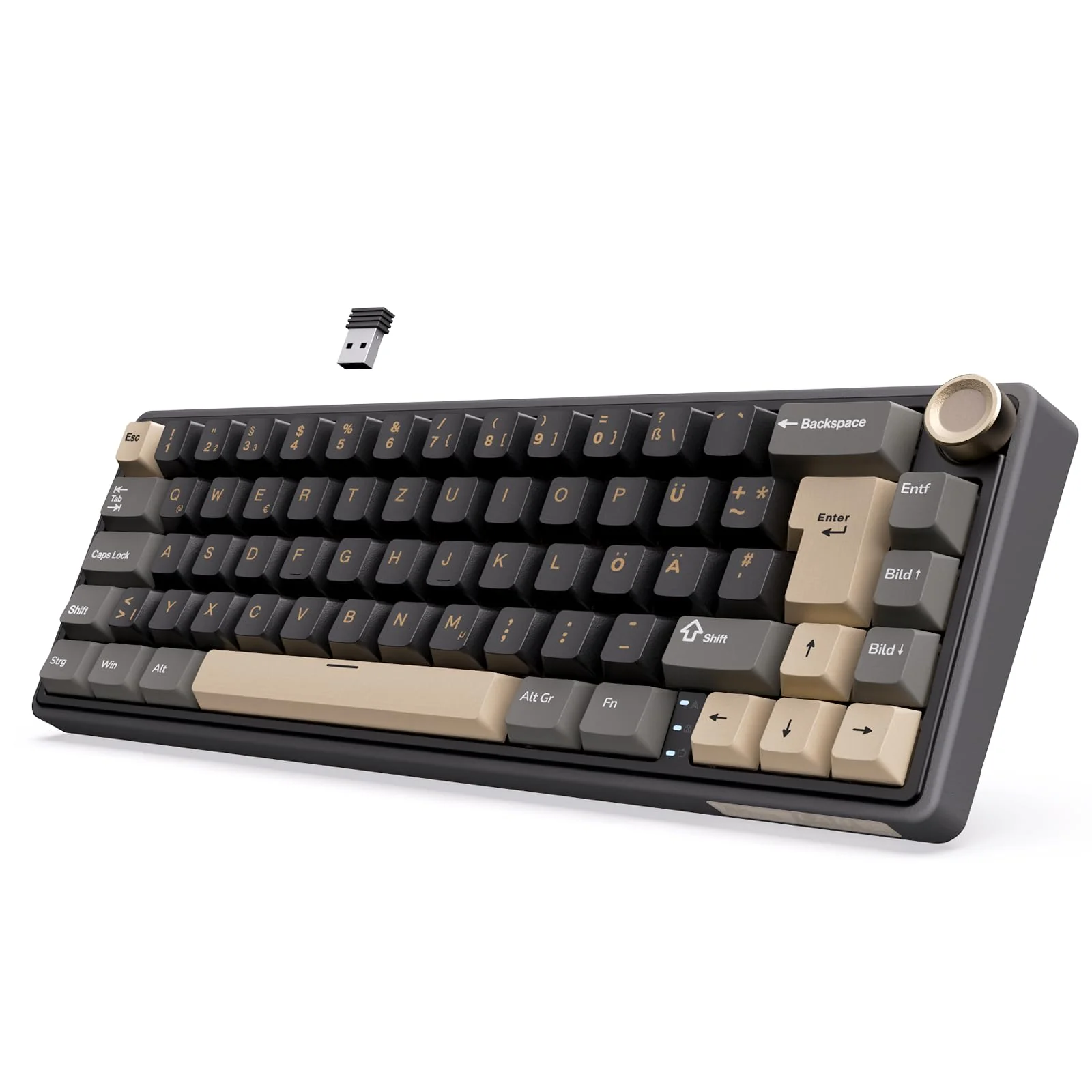 RK ROYAL KLUDGE R65 Mechanische Tastatur Kabellos, 60% Prozent Gaming Tastatur QWERTZ Gasket RGB mit Knopf und PBT Tastenkappen, Bluetooth/2.4G/USB-C QMK/VIA, Hot Swap Linearer Creamy Switches - Image 7