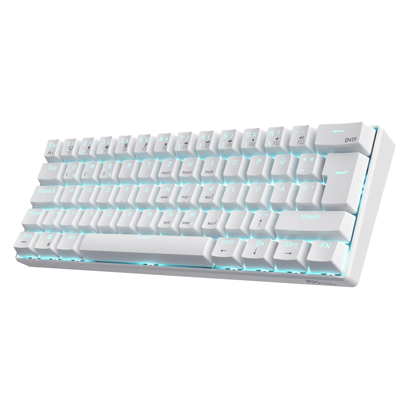 RK ROYAL KLUDGE RK61-DE 60% Bluetooth/kabelgebundene / 2.4Ghz kabellose mechanische Tastatur, 61 Tasten, Hot-Swap-fähige Rote Schalter Gaming-Tastatur für Win/Mac, Weiß, QWERTZ Deutsches Layout - Image 7