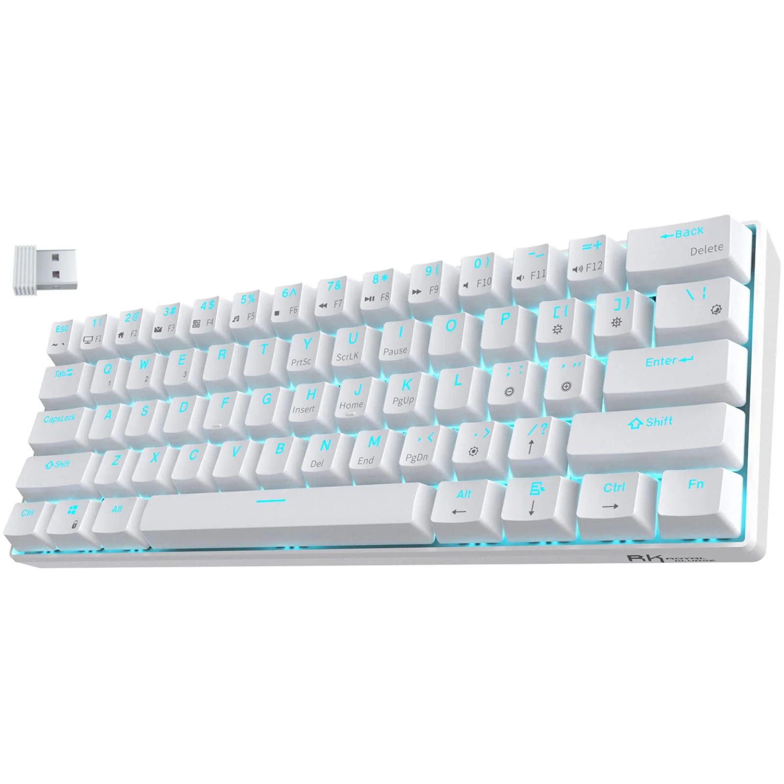 RK ROYAL KLUDGE RK61 Mechanische Gaming-Tastatur, kabellos, 60%, ultrakompakt, mit blauem Clicky-Schalter, kompatibel für die Verbindung mit Mehreren Geräten, Weiß - Image 2