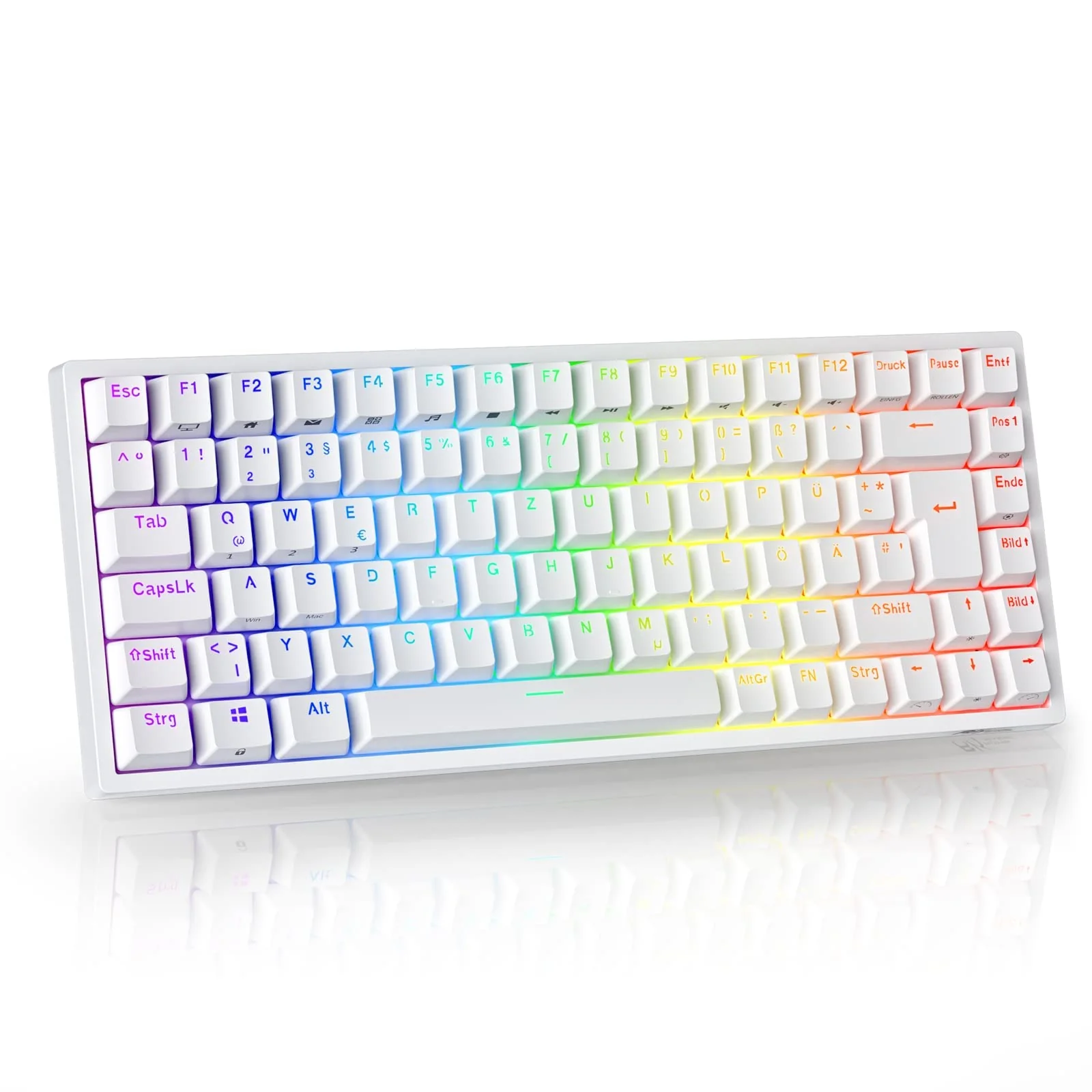 RK ROYAL KLUDGE RK84-DE 75% Gaming-Tastatur, 85 Tasten Kompakte TKL , Bluetooth Mechanische , Roter Schalter, RGB Hintergrundbeleuchtung, 2.4Ghz für Mac & Windows - Image 3