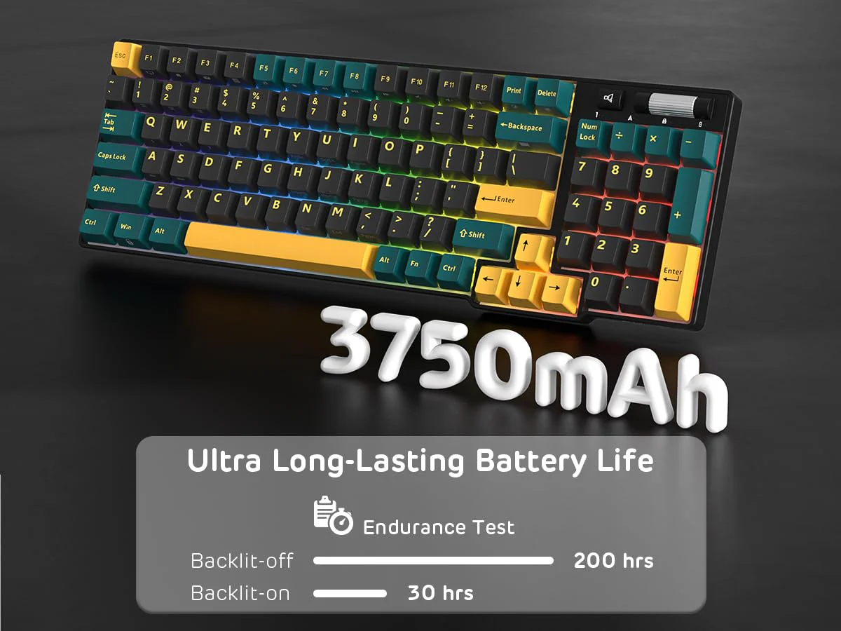 RK ROYAL KLUDGE RK96 RGB Limited Ed, 90% 96 Tasten Kabellose Tri-Modus BT5.0/2.4G/USB-C Hot-Swap-fähige Mechanische Tastatur mit Handballenauflage, Software-Unterstützung, Lineare Schalter, QWERTY - Image 2