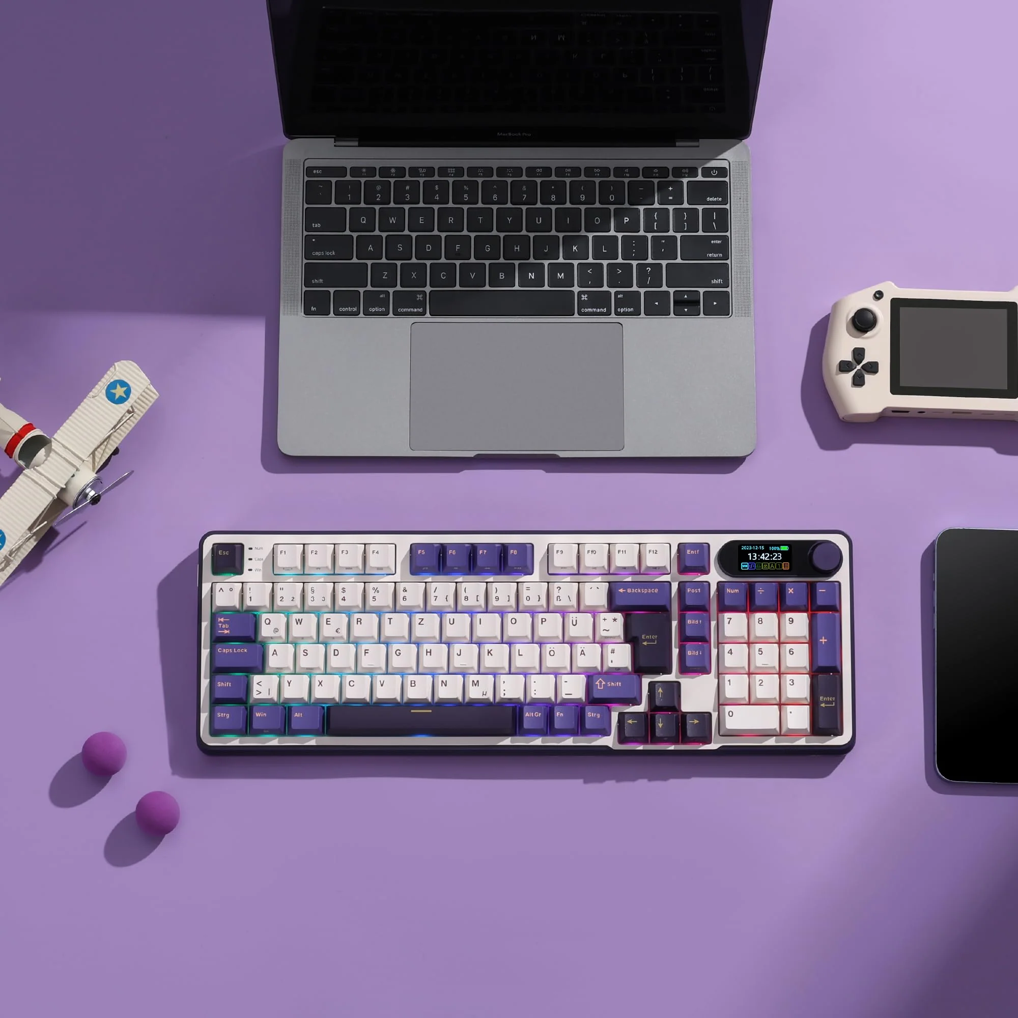 RK ROYAL KLUDGE S98 DE Mechanische Tastatur mit Smart Display & Knopf, Top Mount 96% Kabellose Mechanische Tastatur BT/2.4G/USB-C, Hot-Swap-fähige, Software-Unterstützung, 98 Tasten, QWERTZ - Image 2