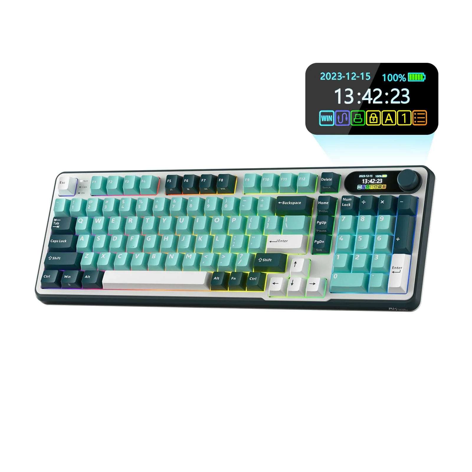 RK ROYAL KLUDGE S98 Mechanische Tastatur mit Smart Display & Knopf, Top Mount 96% Kabellose Mechanische Tastatur BT/2.4G/USB-C, Hot-Swap-fähige, Software, Massiver Akku, 98 Tasten, QWERTY - Image 5