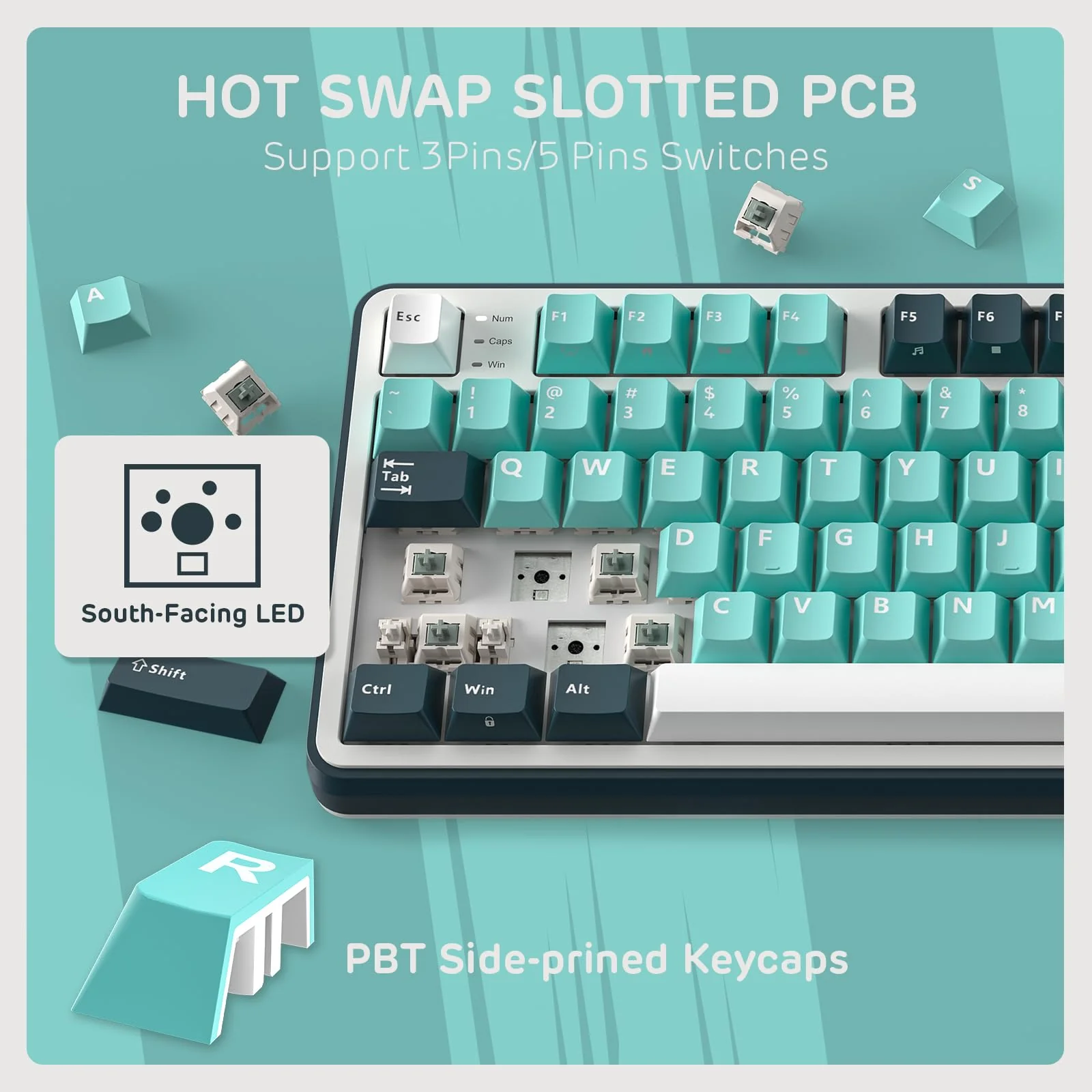 RK ROYAL KLUDGE S98 Mechanische Tastatur mit Smart Display & Knopf, Top Mount 96% Kabellose Mechanische Tastatur BT/2.4G/USB-C, Hot-Swap-fähige, Software, Massiver Akku, 98 Tasten, QWERTY - Image 6