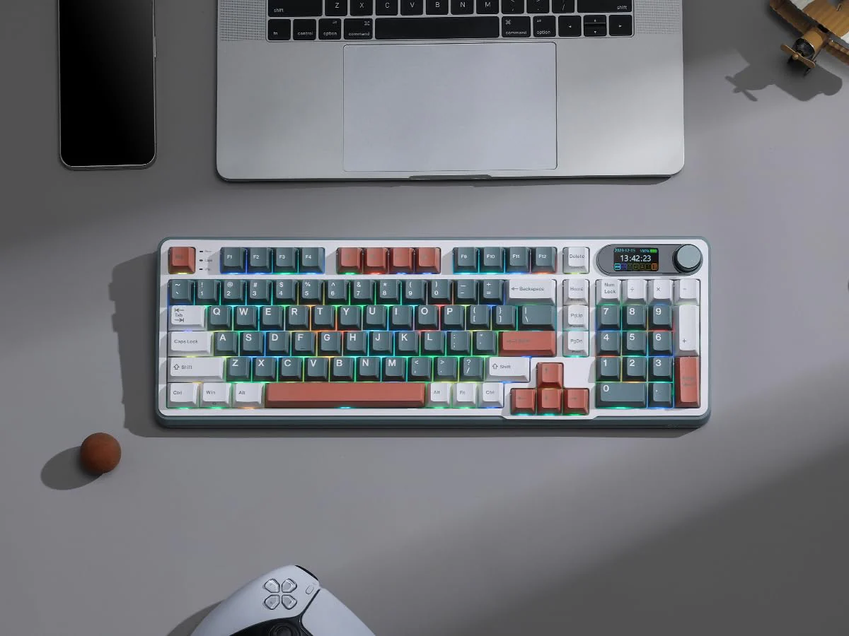 RK ROYAL KLUDGE S98 Mechanische Tastatur mit Smart Display & Knopf, Top Mount 96% Kabellose Mechanische Tastatur BT/2.4G/USB-C, Hot-Swap-fähige, Software-Unterstützung, Massiver Akku, 98 Tasten - Image 3