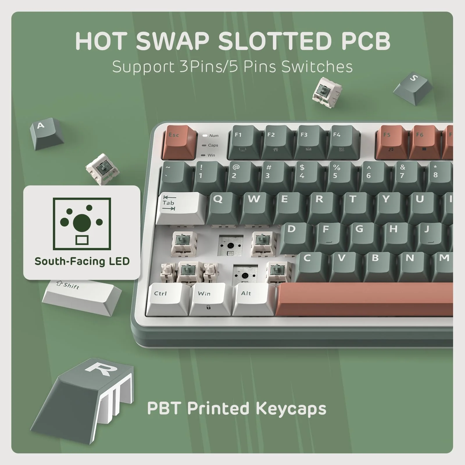 RK ROYAL KLUDGE S98 Mechanische Tastatur mit Smart Display & Knopf, Top Mount 96% Kabellose Mechanische Tastatur BT/2.4G/USB-C, Hot-Swap-fähige, Software-Unterstützung, Massiver Akku, 98 Tasten - Image 5