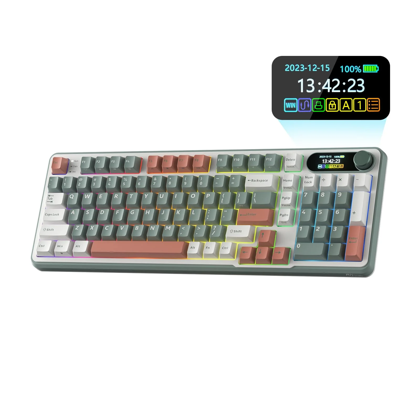 RK ROYAL KLUDGE S98 Mechanische Tastatur mit Smart Display & Knopf, Top Mount 96% Kabellose Mechanische Tastatur BT/2.4G/USB-C, Hot-Swap-fähige, Software-Unterstützung, Massiver Akku, 98 Tasten - Image 8