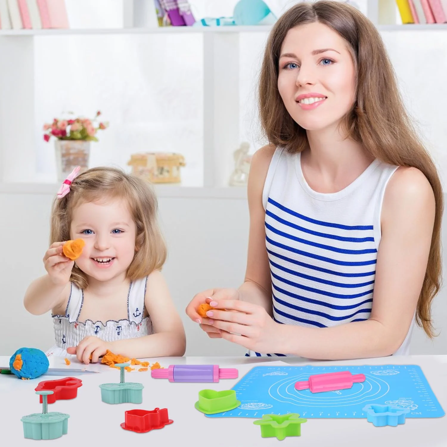 RNHDLY 29 Stück Knete Zubehör Set, Knete Set Knetwerkzeug für Kinder, Knete Zubehör Einschließen Teig Plastilin Werkzeuge, Formen, Teigrolle, Knetmatte - Image 2