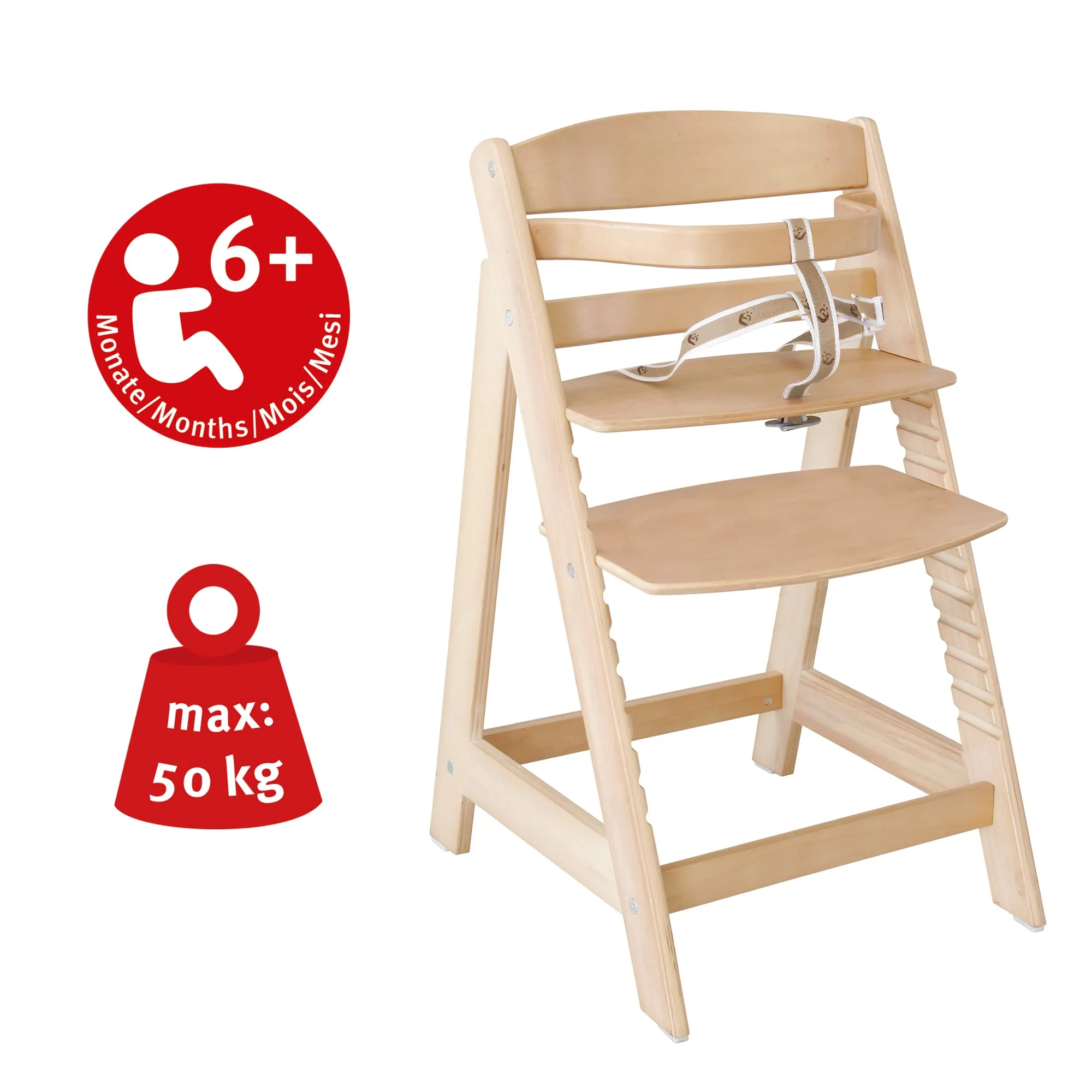 roba Treppenhochstuhl Sit Up III - Mitwachsender Baby Hochstuhl - ab 6 Monaten - Kinderhochstuhl aus Holz natur - Stuhl bis 50 kg belastbar, 1 Stück (1er Pack) - Image 10