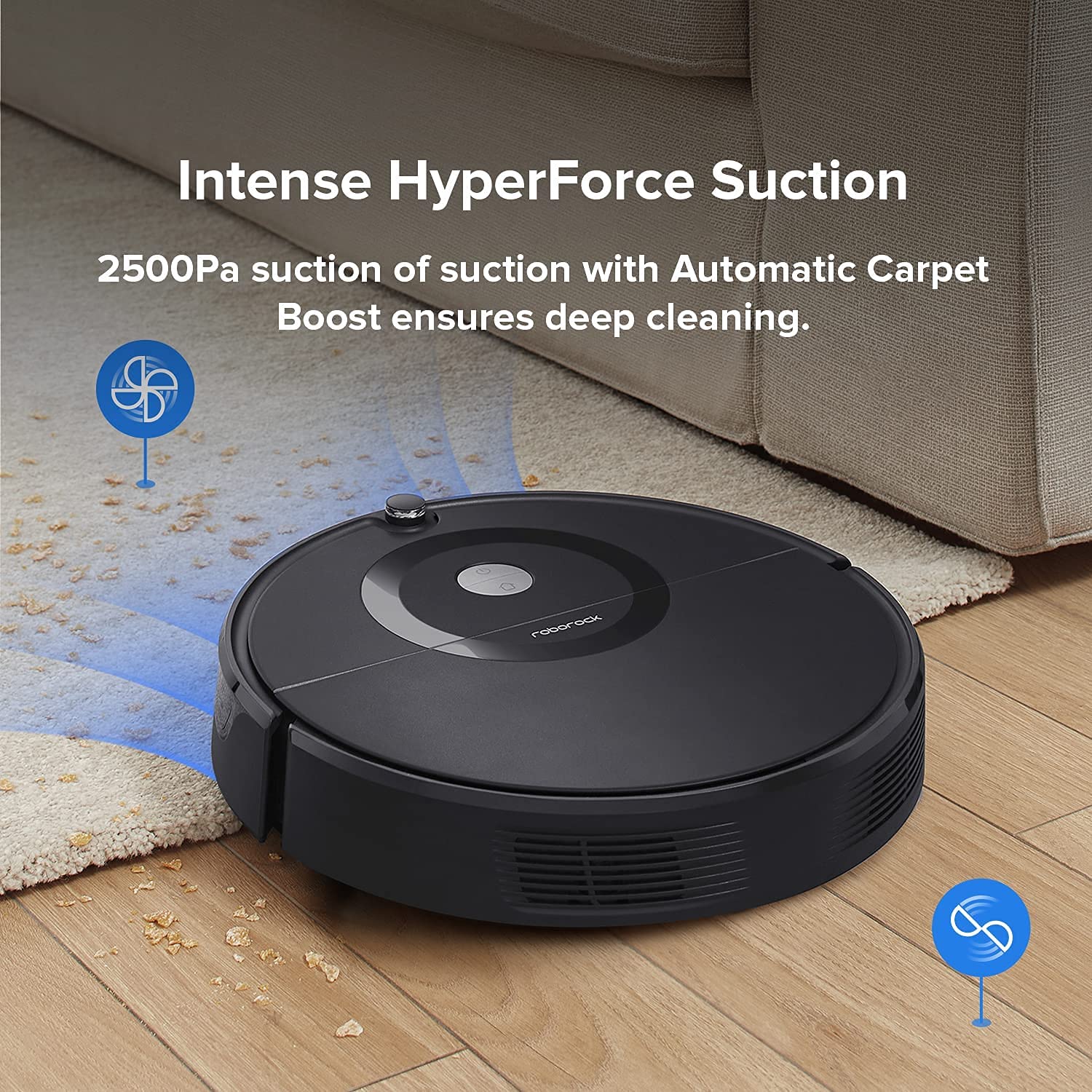 Roborock E5 Saug- und Wischroboter mit Fernbedienung & App-/Sprachsteuerung (2500Pa Saugleistung, 200min Akkulaufzeit, 640ml Staubbehälter, 180ml Wassertank, Gyroskopen-Sensoren-Routensystem) Schwarz