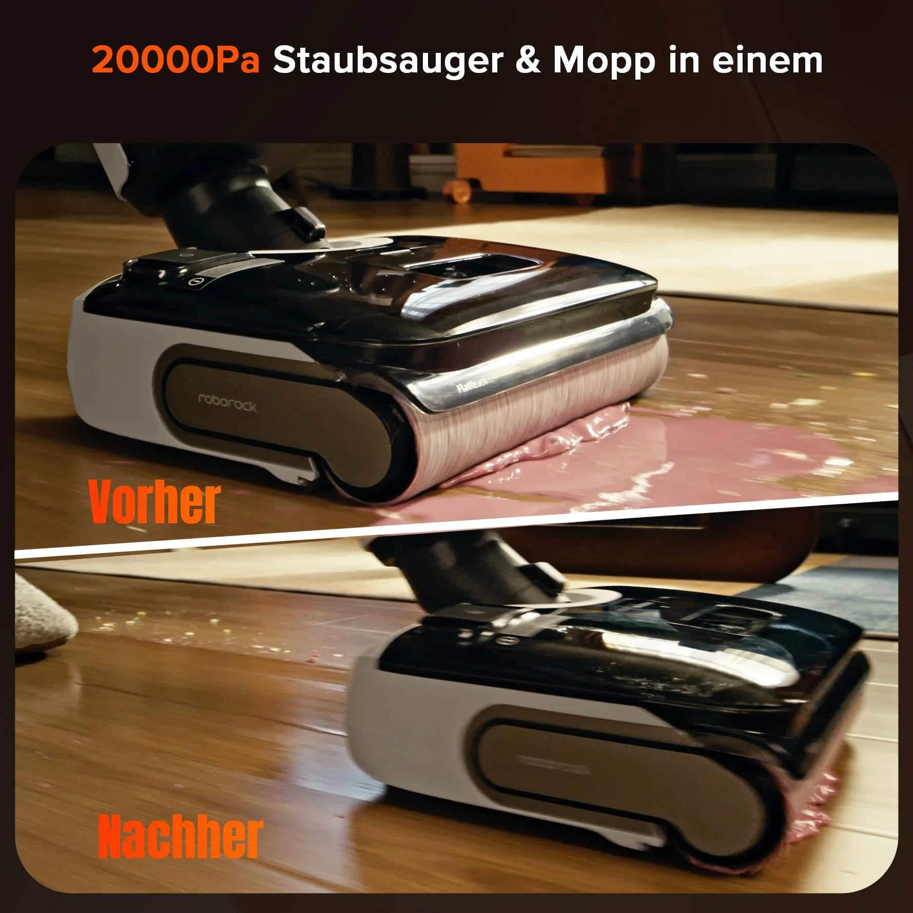 roborock F25 RT Nass-Trocken-Staubsauger, 20.000 Pa kabelloser All-in-One Staubsauger und Mopp, Leichter Hartbodenreiniger, elektrische Kantenreinigung, Heißwasser-Selbstreinigung und Trocknung. - Image 4