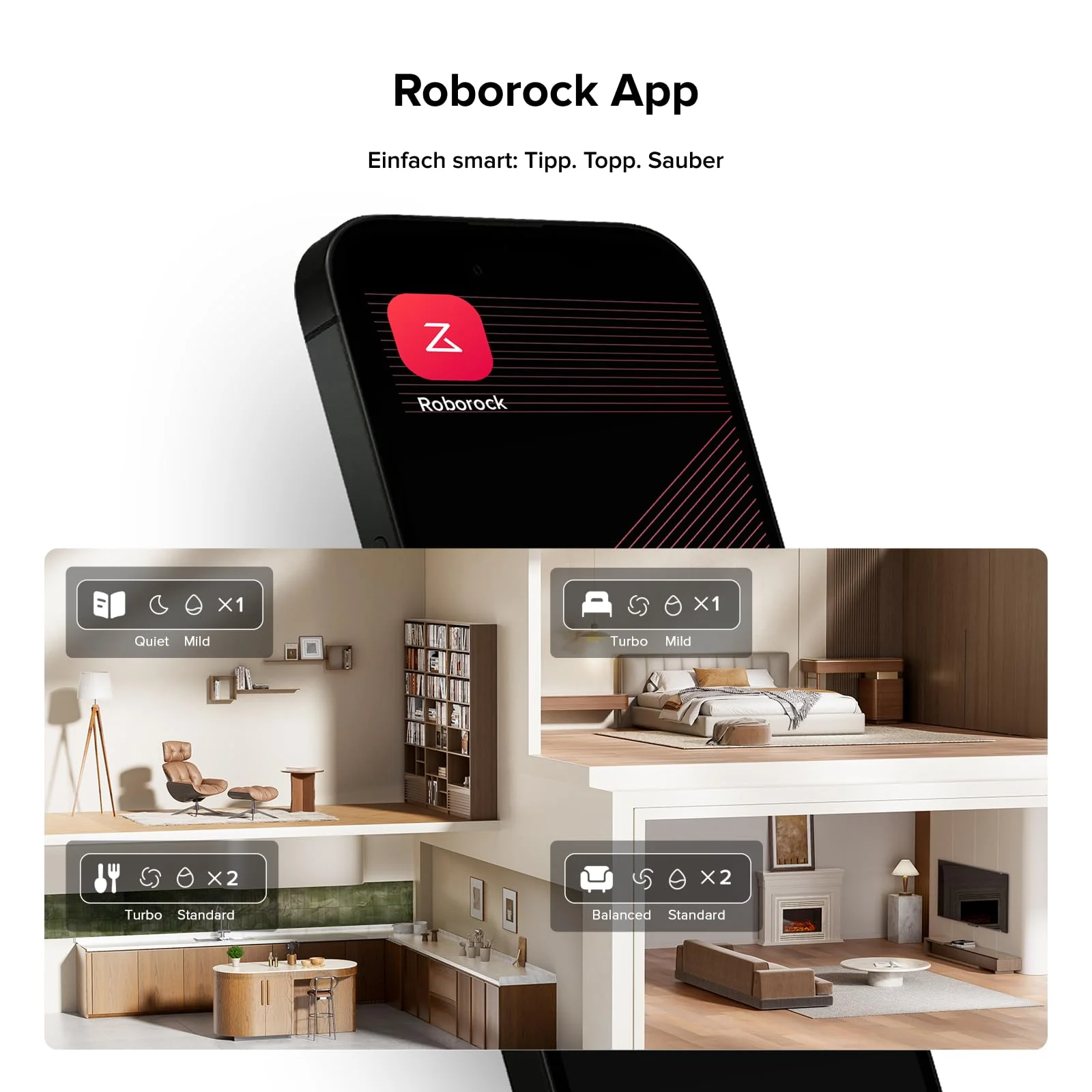 roborock Q10 X5 Saugroboter mit Wischfunktion, 10.000 Pa Saugkraft, Dual Anti-Tangle System, JawScrapers Bürste, intelligente Hindernisvermeidung, Saug und Wischroboter für Tierhaare&Teppiche, Schwarz - Image 2