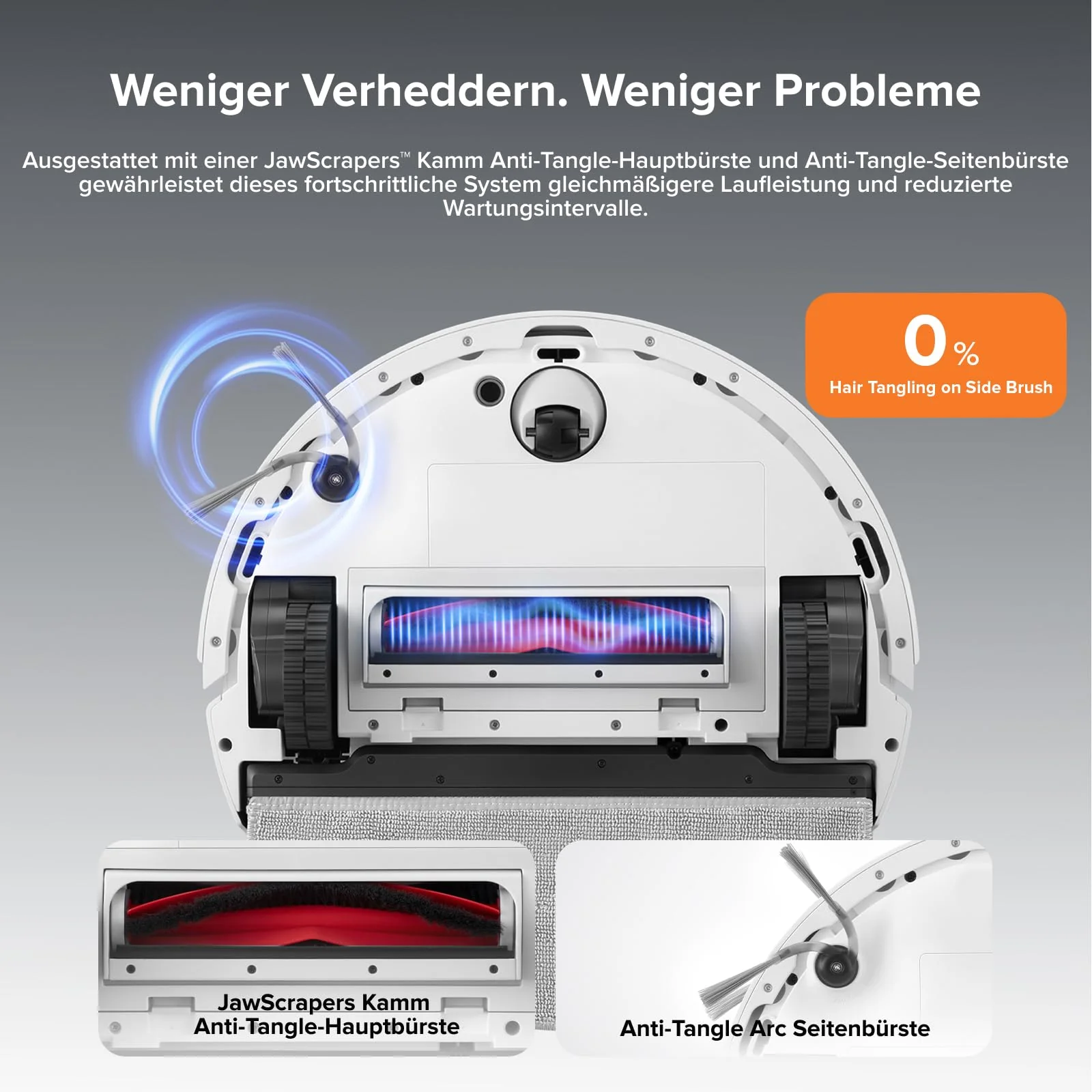 roborock Q10 X5 Saugroboter mit Wischfunktion, 10.000 Pa Saugkraft, Dual Anti-Tangle System, JawScrapers Bürste, intelligente Hindernisvermeidung, Saug und Wischroboter für Tierhaare&Teppiche, Weiß - Image 8