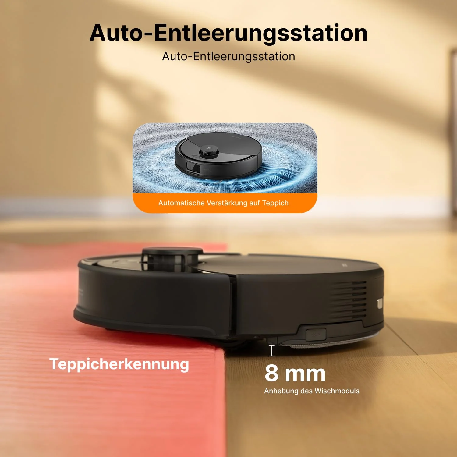 roborock Q10 X5+ Saugroboter mit Wischfunktion, Auto-Entleerungsstation für 7 Wochen, 10000 Pa Saugkraft, Dual Anti-Tangle System, intelligente Hindernisvermeidung, PreciSense-LiDAR Navigation,Schwarz - Image 5