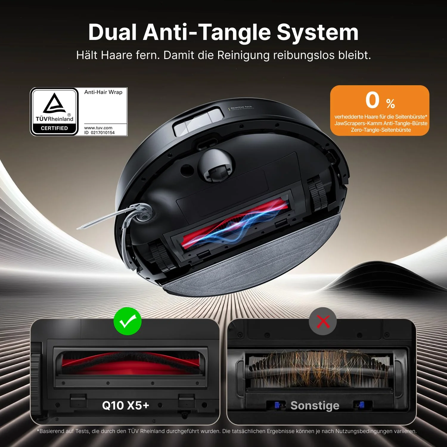 roborock Q10 X5+ Saugroboter mit Wischfunktion, Auto-Entleerungsstation für 7 Wochen, 10000 Pa Saugkraft, Dual Anti-Tangle System, intelligente Hindernisvermeidung, PreciSense-LiDAR Navigation,Schwarz - Image 7