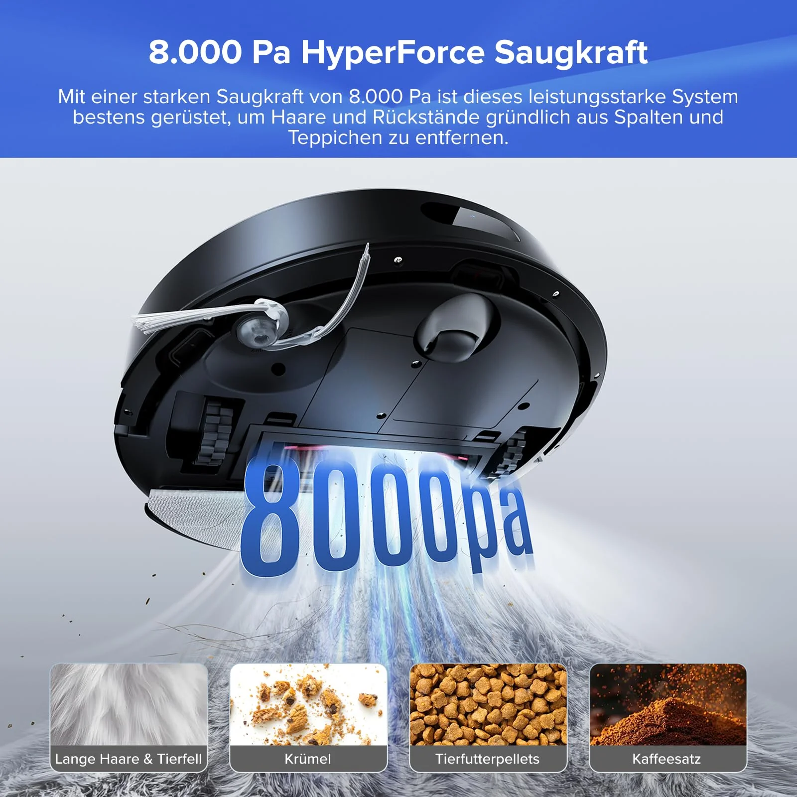 roborock Q7 L5+ Set Saugroboter mit Wischfunktion Absaugstation, verbessert von Q5 Pro+, Dual Anti-Tangle System, 8000Pa Saugkraft, LiDAR-Navigation, Staubsauger Roboter für Teppiche&Tierhaar, Schwarz - Image 7