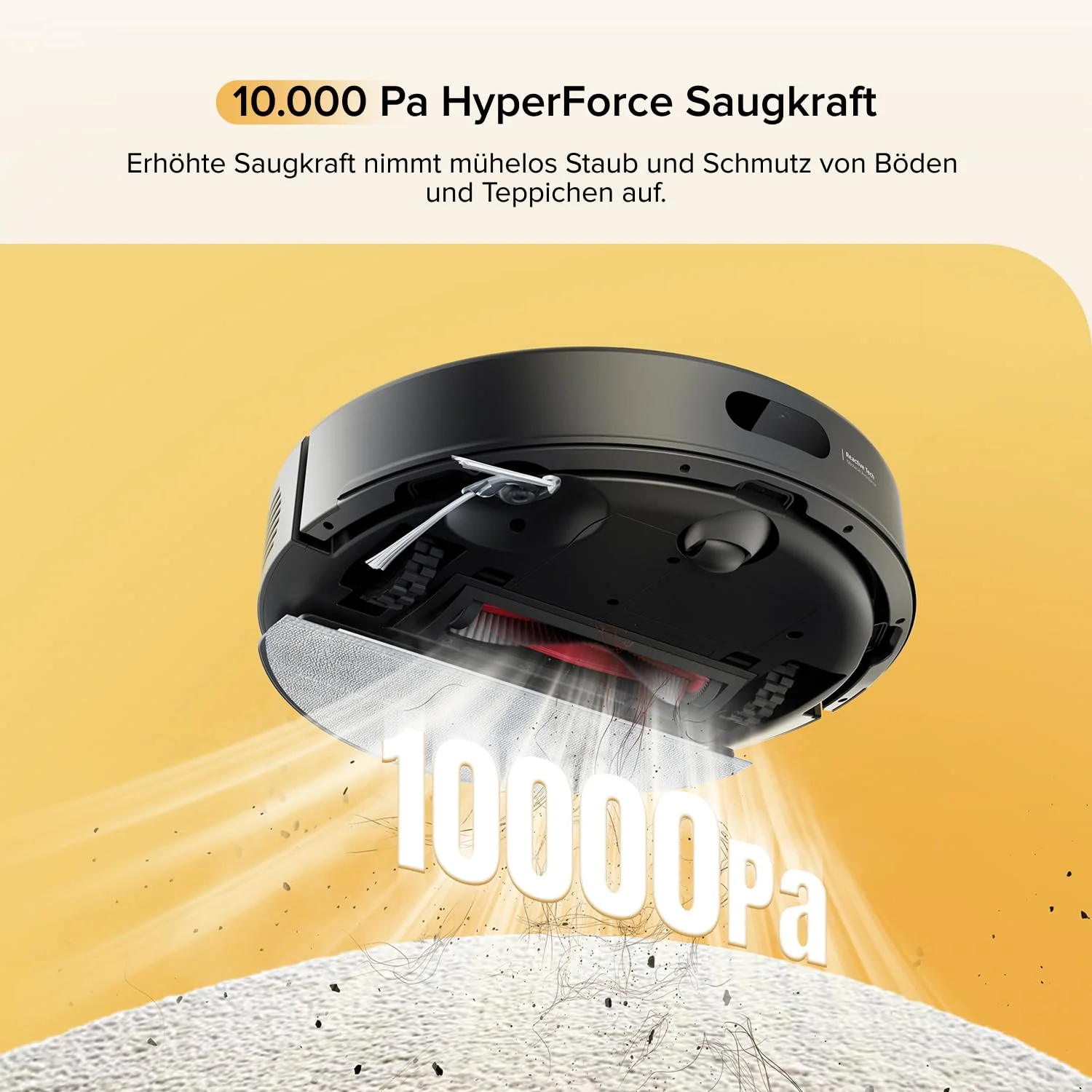 roborock Q7 M5 Saugroboter mit Wischfunktion, 10.000Pa Starker Saugkraft, Dual Anti-Tangle-System, 150Min Laufzeit, LiDAR Navigation, Staubsauger Roboter für Teppich, Tierhaare, APP Steuerung(Schwarz) - Image 5