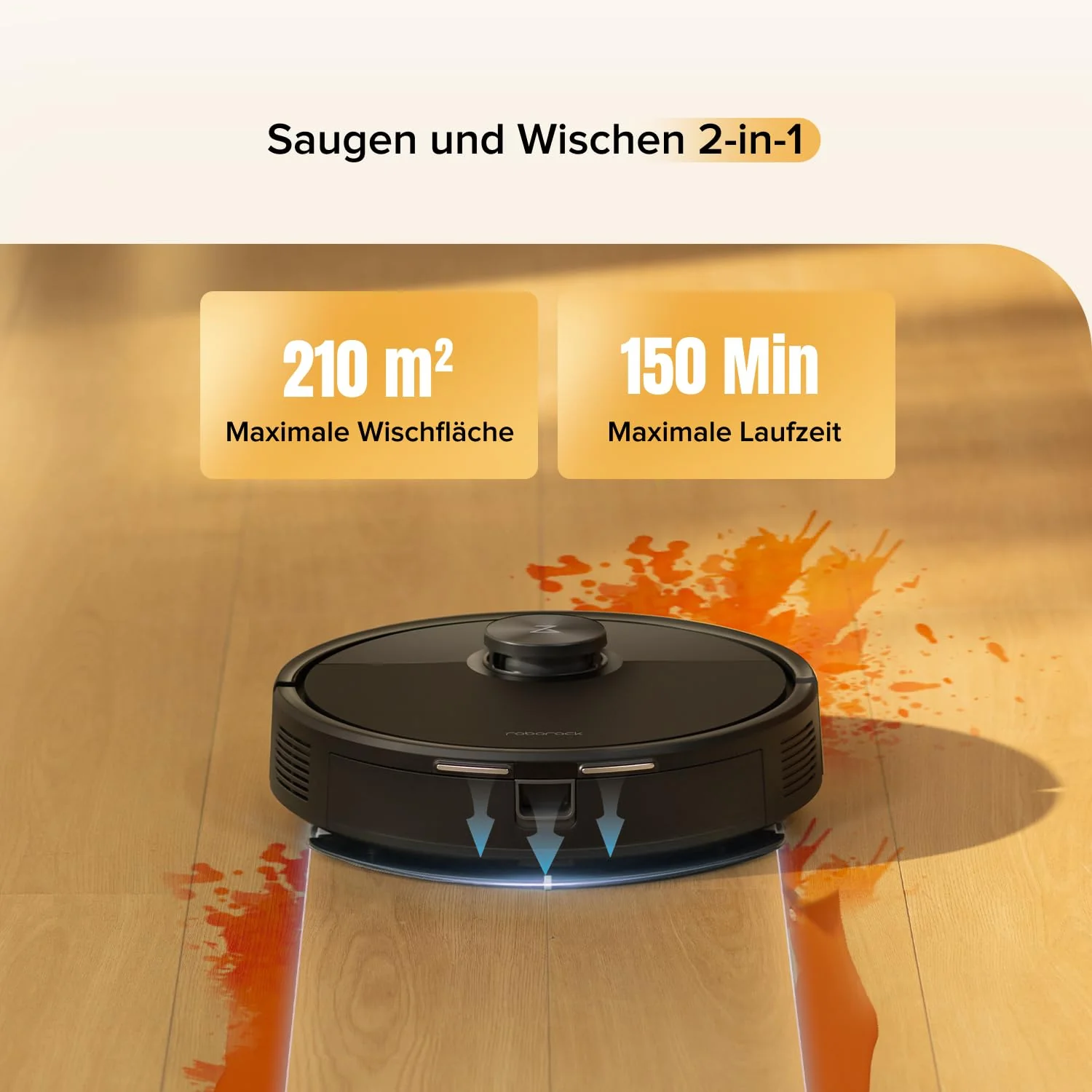 roborock Q7 M5 Saugroboter mit Wischfunktion, 10.000Pa Starker Saugkraft, Dual Anti-Tangle-System, 150Min Laufzeit, LiDAR Navigation, Staubsauger Roboter für Teppich, Tierhaare, APP Steuerung(Schwarz) - Image 9