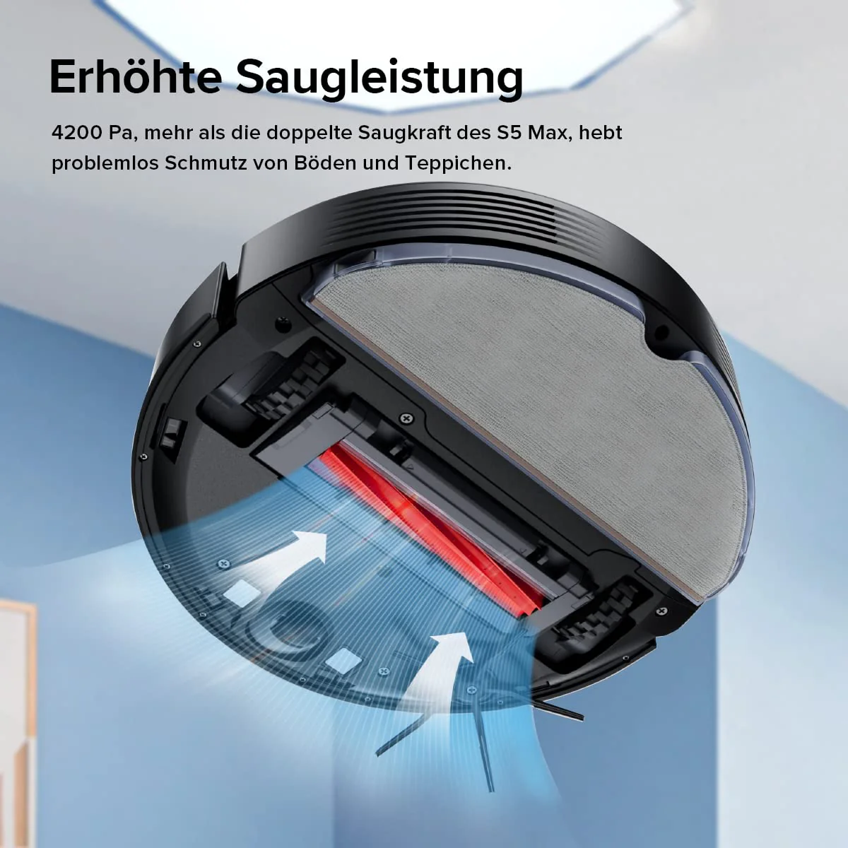 roborock Q7 Max Staubsauger, Roboter, 4200 Pa, 180 Minuten Akkulaufzeit, Roboter, selbstheilend, mit Lidar-Navigation, Kartografie, WiFi/APP/Alexa, Upgrade des S5 Max (schwarz) - Image 3
