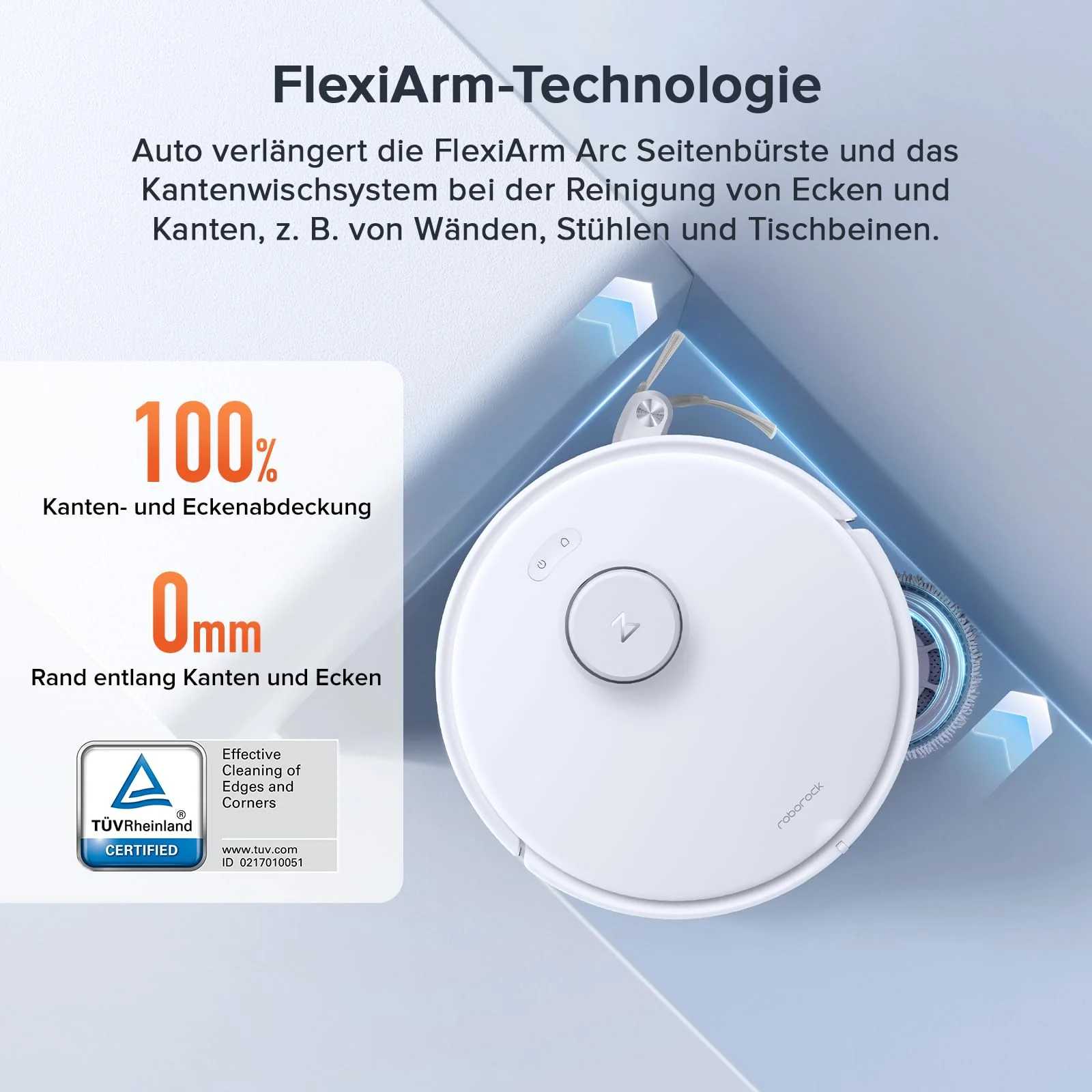 roborock Qrevo Curv S5X-Set Saugroboter mit Wischfunktion Absaugstation, Dual Anti-Tangle-System, 17.000 Pa Saugkraft, 75°C Heißwasser-Moppwäsche, Intelligente Schmutzerkennung, All-in-One-Dock (Weiß) - Image 8