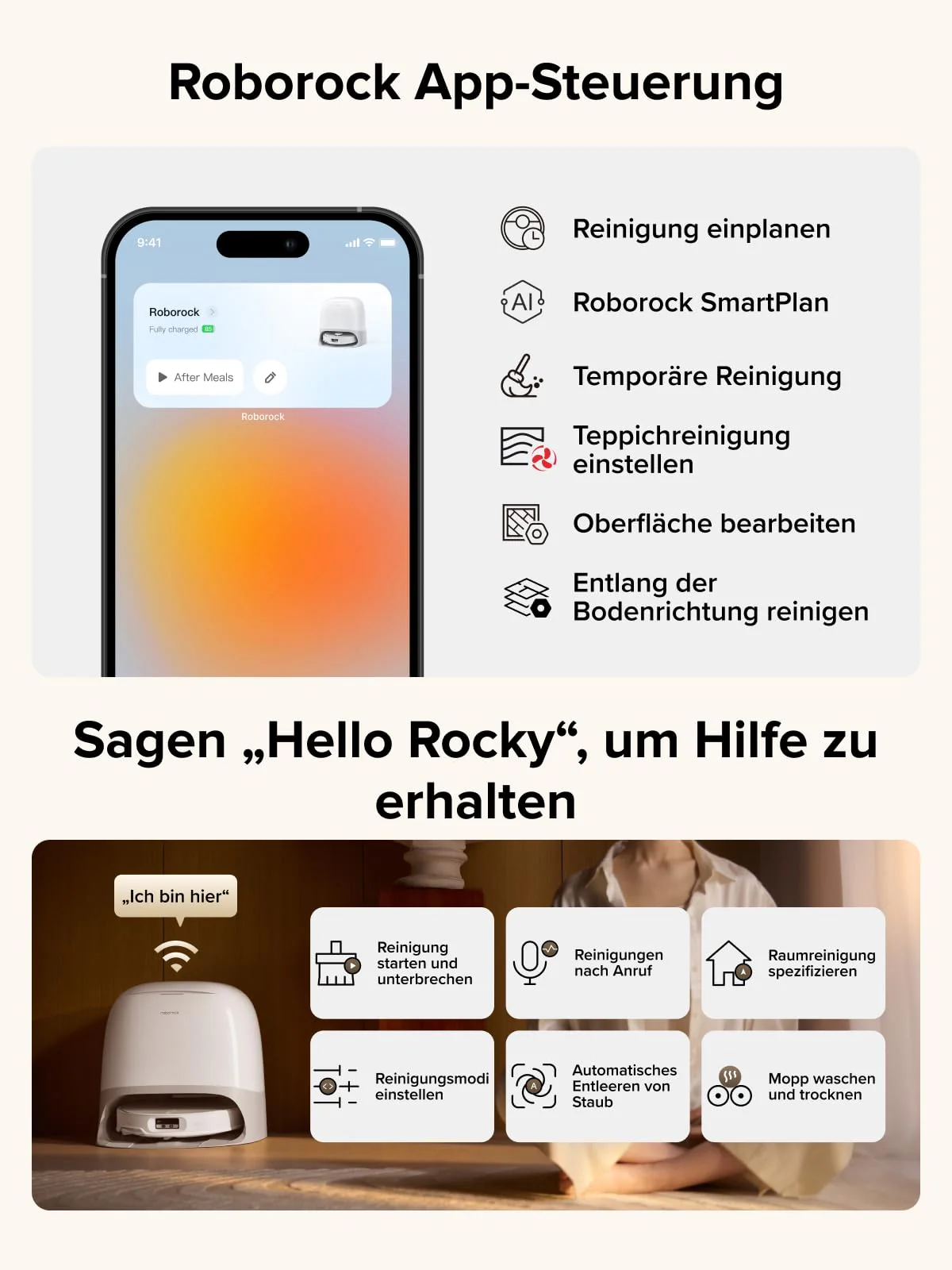 roborock Qrevo CurvX Saugroboter mit Wischfunktion&anhebbarem Wischmopp, 22.000Pa Saugkraft, 7,98 Ultra-Slim Design, Dual Anti-Tangle-System, Reactive Al-Hinderniserkennung (Weiß) - Image 2