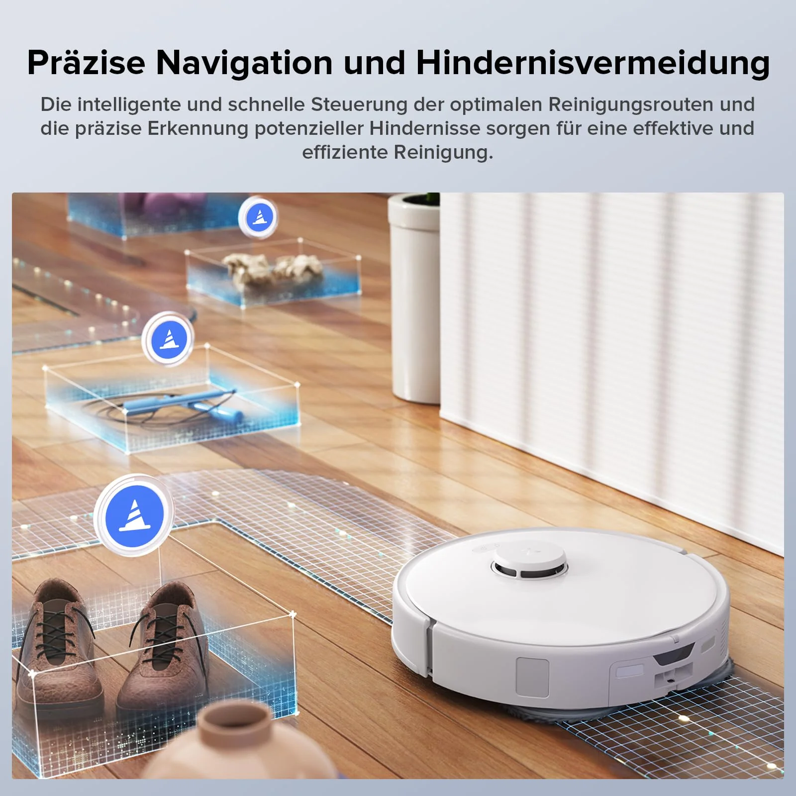 roborock Qrevo Edge S5A Saugroboter mit Wischfunktion,Dual Anti-Tangle-System,17.000Pa,FlexiArm Design™ Kantenreinigung,Hebarem Wischmopp,75℃ Heißwasser-Moppwäsche (Weiß) - Image 2