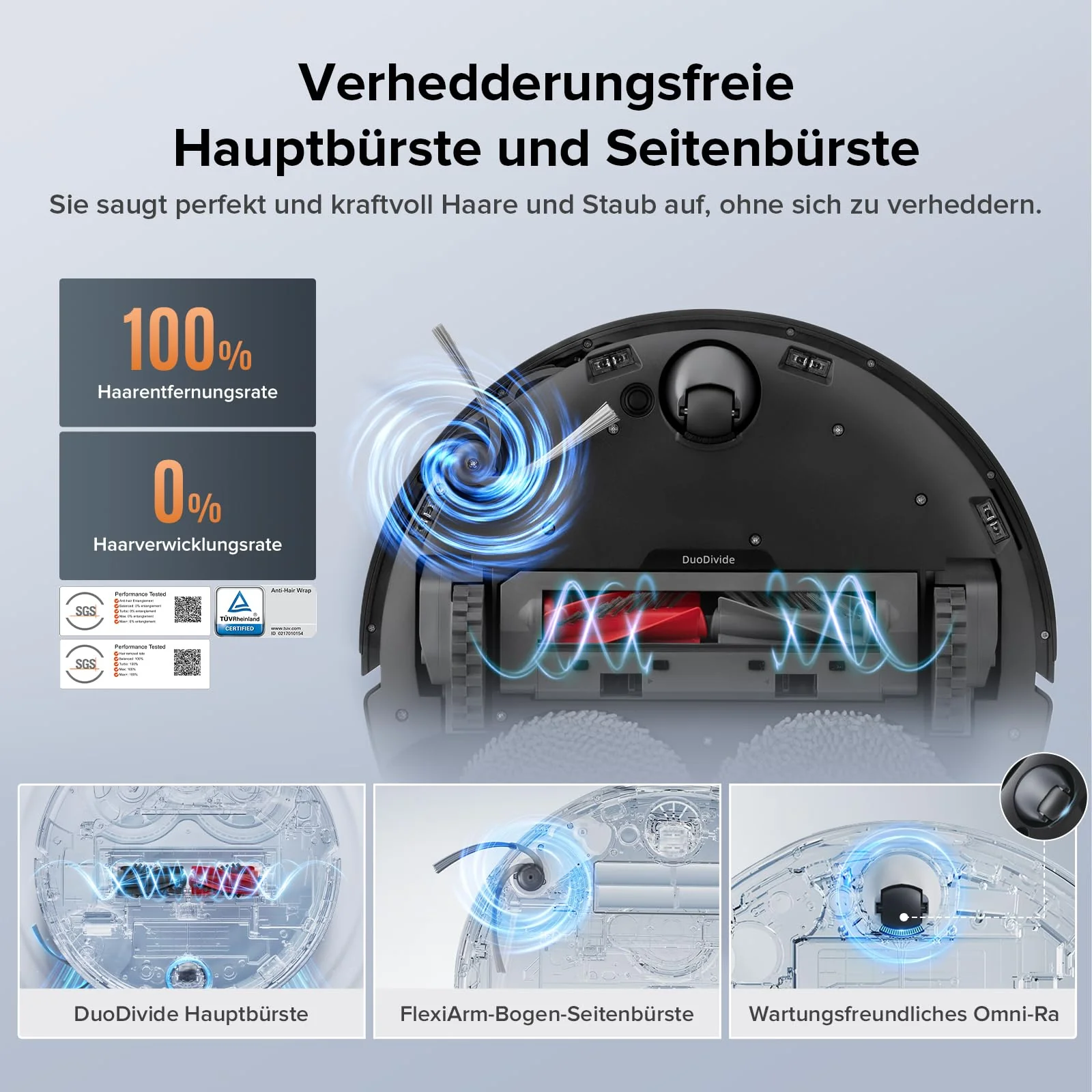 roborock Qrevo Edge S5A Saugroboter mit Wischfunktion,Dual Anti-Tangle-System,18.500Pa,FlexiArm Design Kantenreinigung, Hebarem Wischmopp,75℃ Heißwasser-Moppwäsche (Schwarz) - Image 9