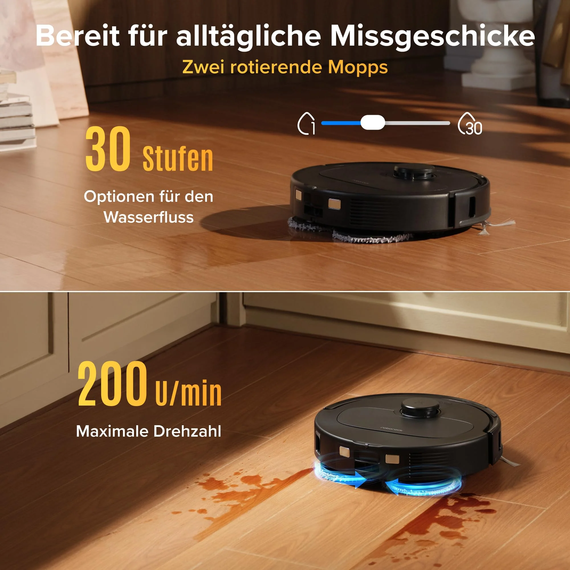 roborock Qrevo S Pro Set Saugroboter mit Wischfunktion, verbessert von QV 35A, 18.500 Pa Saugkraft, 75 °C Heißwasser-Moppreinigung, Anti-Tangle System, Hindernisvermeidung, All-in-One Dock (Schwarz) - Image 5