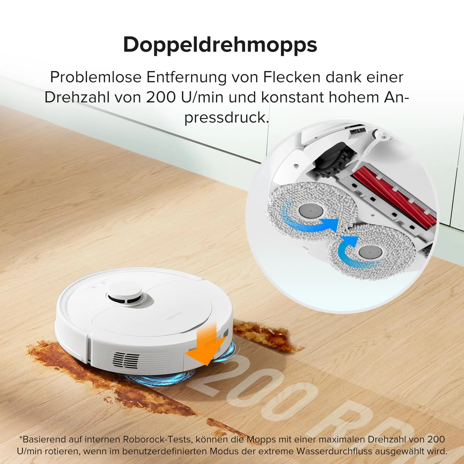 roborock Qrevo Saugroboter mit Wischfunktion, 5500Pa Saugkraft, 3D-Kartierung, Doppeldrehmopps Wischroboter-Weiß (Generalüberholt) - Image 5