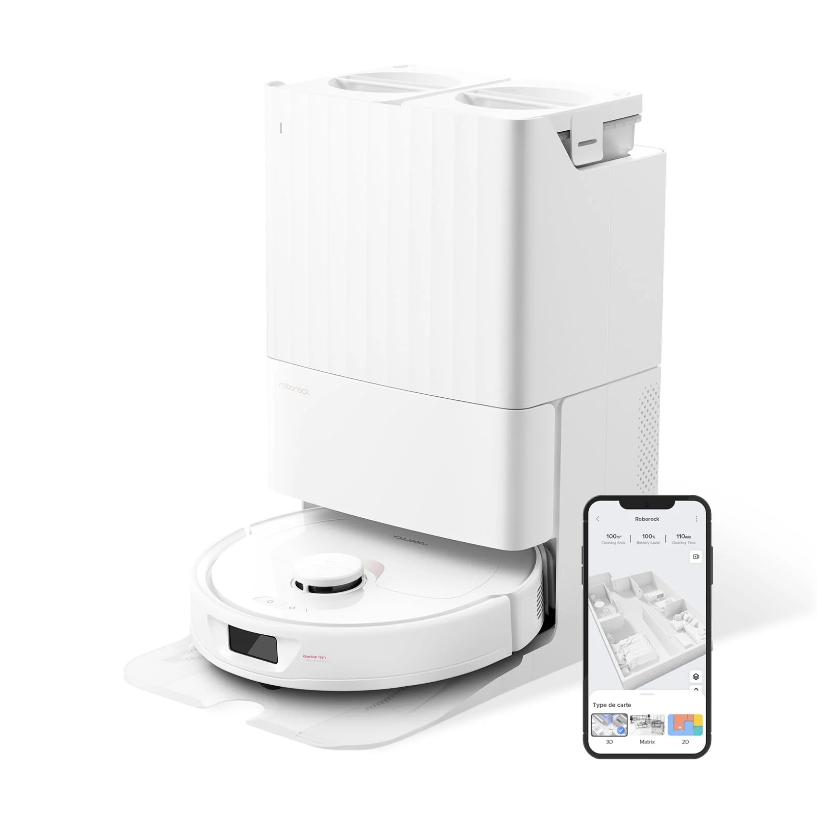 roborock Qrevo Saugroboter mit Wischfunktion, 5500Pa Saugkraft, 3D-Kartierung, Doppeldrehmopps Wischroboter-Weiß (Generalüberholt) - Image 6