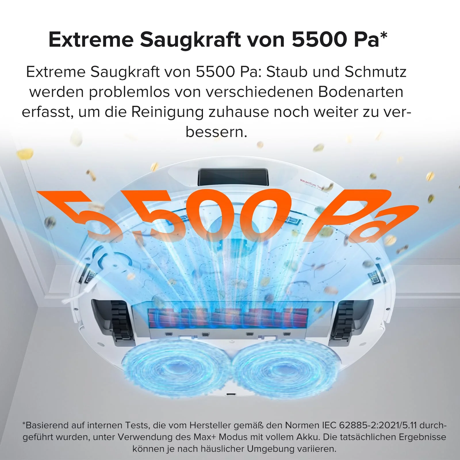 roborock Qrevo Saugroboter mit Wischfunktion, 5500Pa Saugkraft, 3D-Kartierung, Doppeldrehmopps Wischroboter-Weiß (Generalüberholt) - Image 8